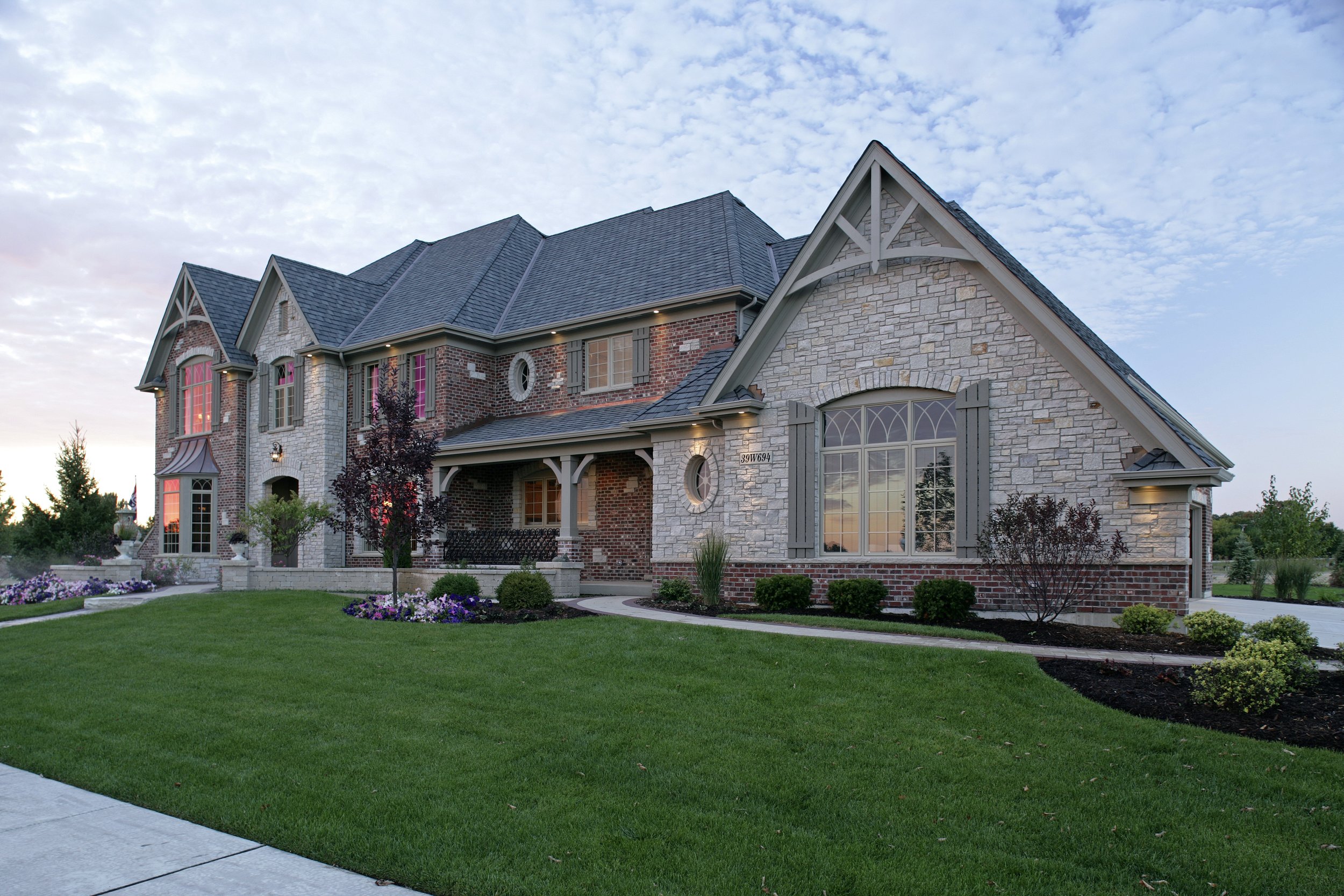 Custom Prairie Lakes Home in St. Charles IL 60175. By Southampton Builders LLC. Stone and Brick Combination.