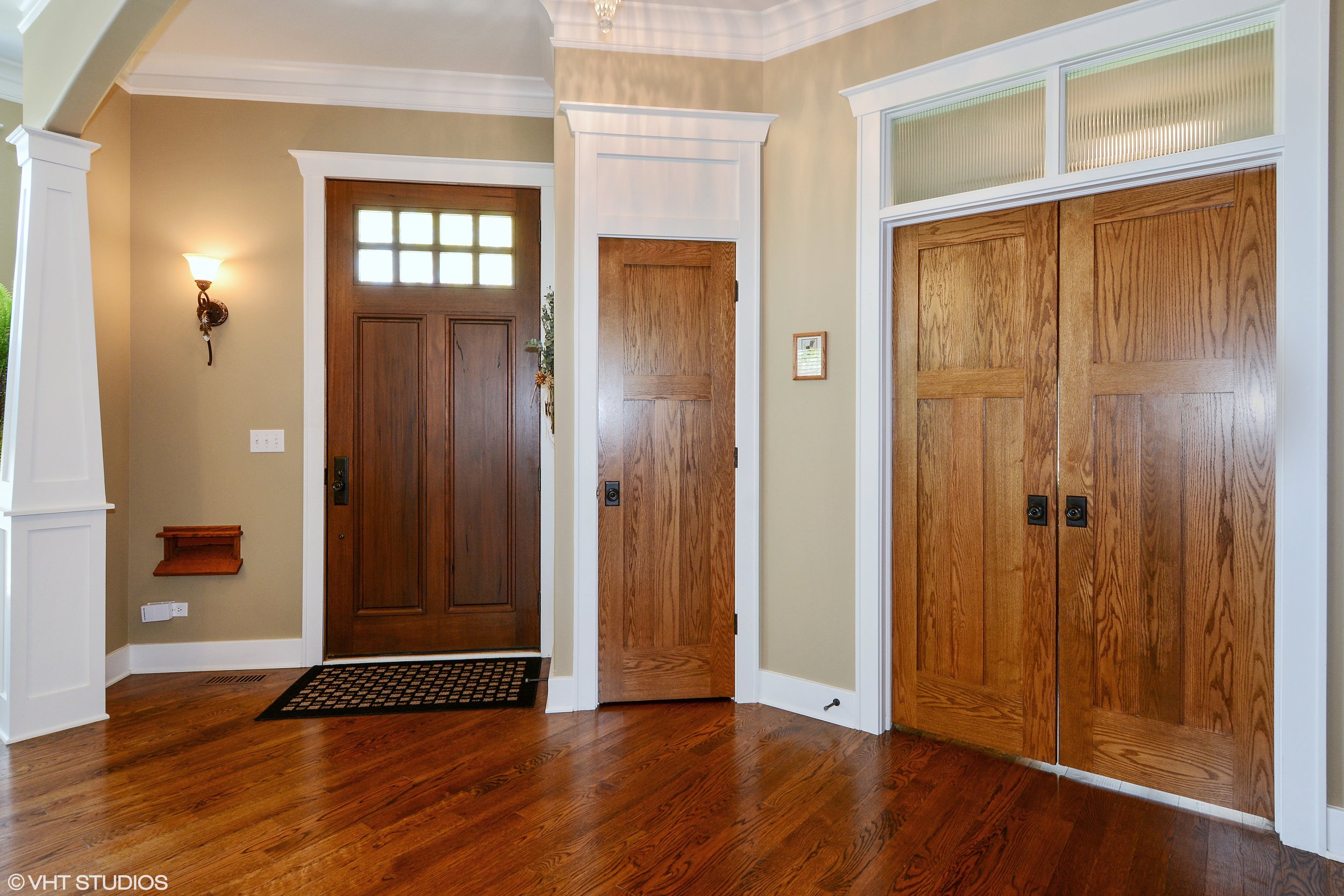 Solid Walnut Front Door in this St. Charles IL Custom Home Remodel