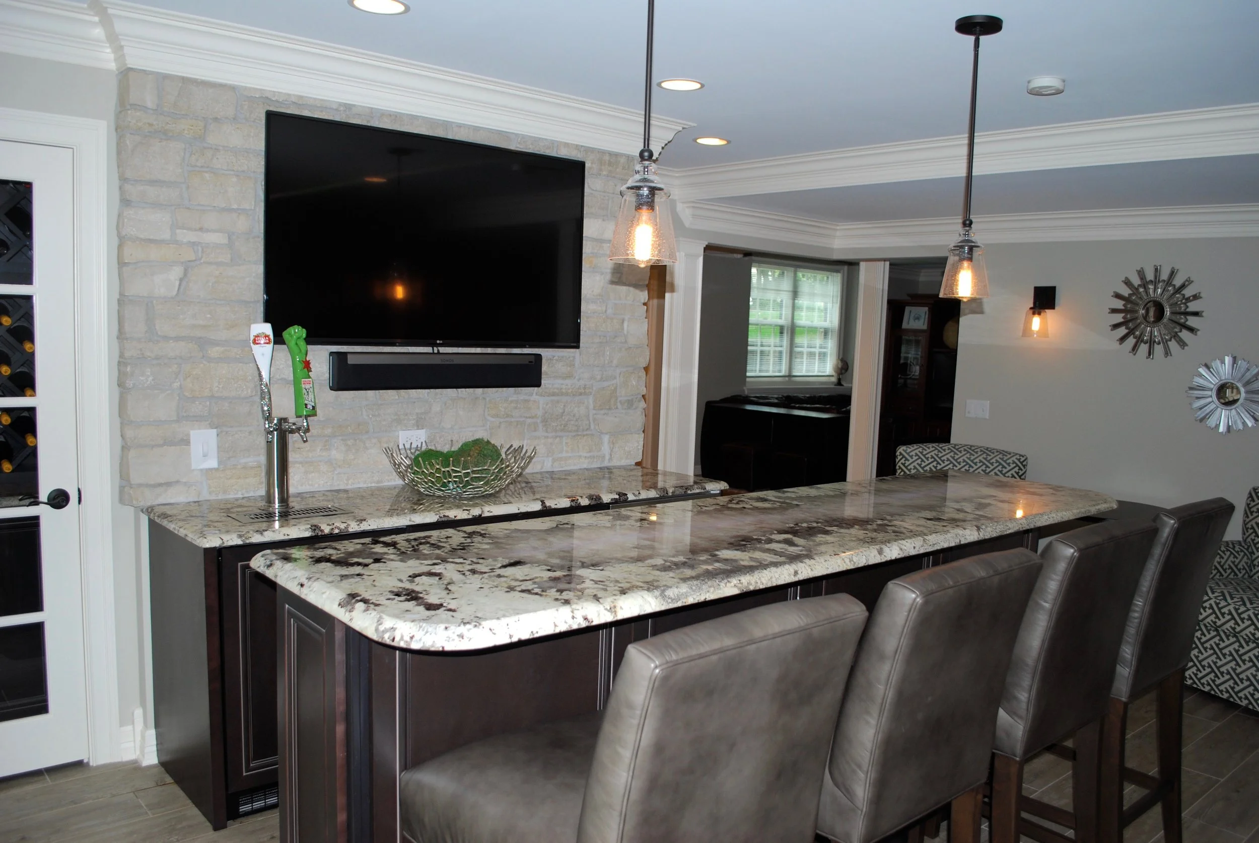 At Home Keg-orator in this Custom Geneva IL. Basement Bar