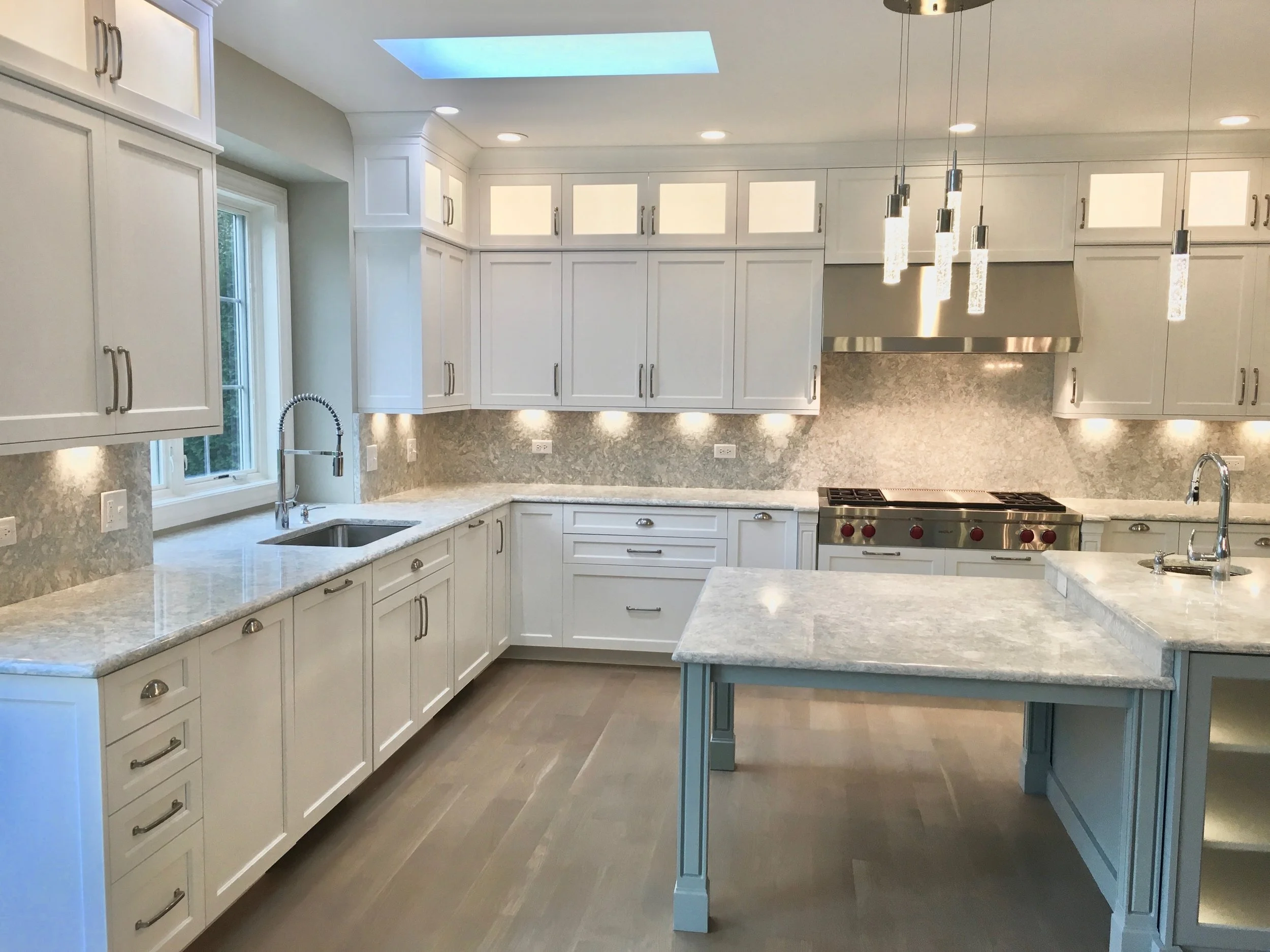 Glen Ellyn Illinois Kitchen Remodeler.  Grey Floors &amp; SubZero Wolf Appliances 