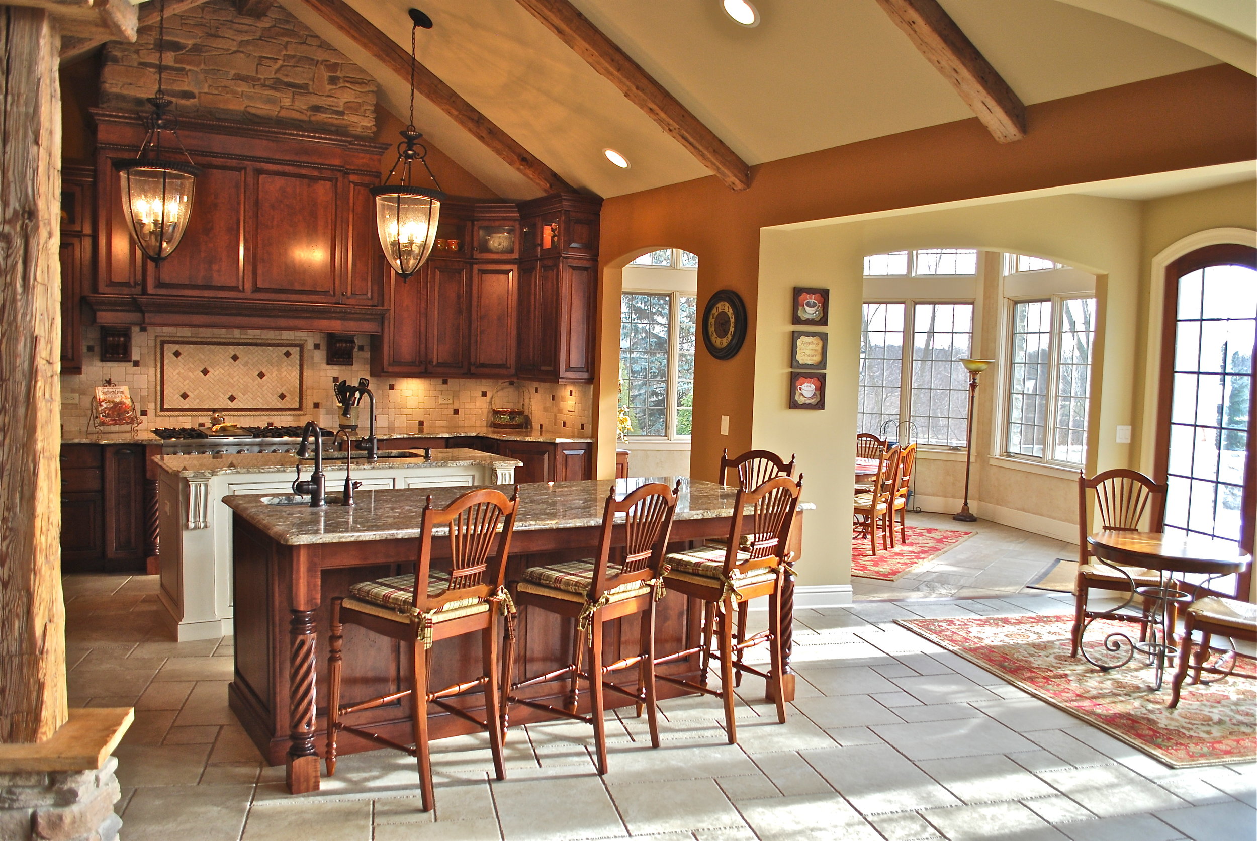 Custom Kitchen Remodel with Vaulted Ceiling &amp; Beams in Barrington IL