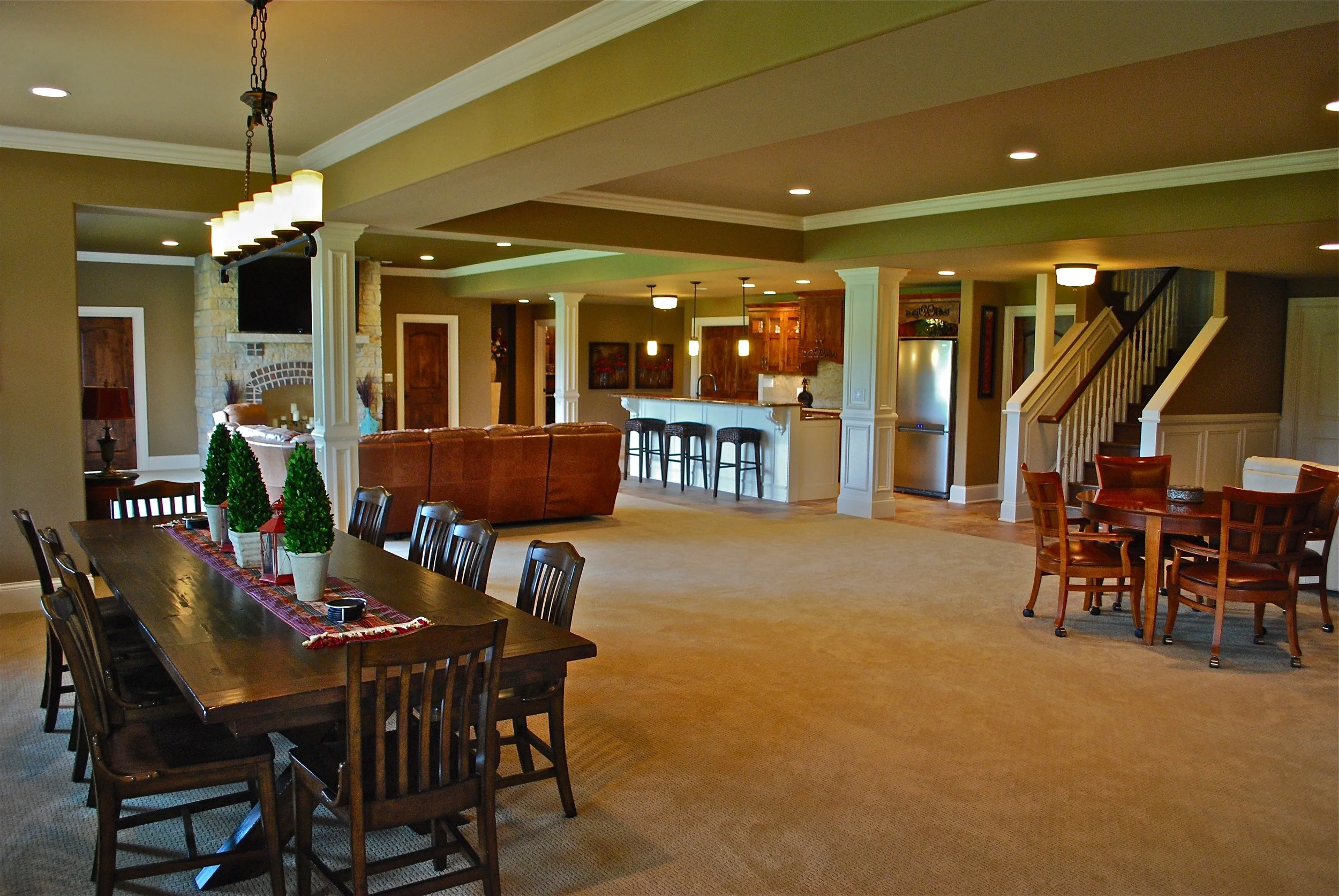 FINISHED WALK OUT BASEMENT WITH FIREPLACE, BAR, FAMILY ROOM &amp; THEATER ROOM IN ST. CHARLES IL