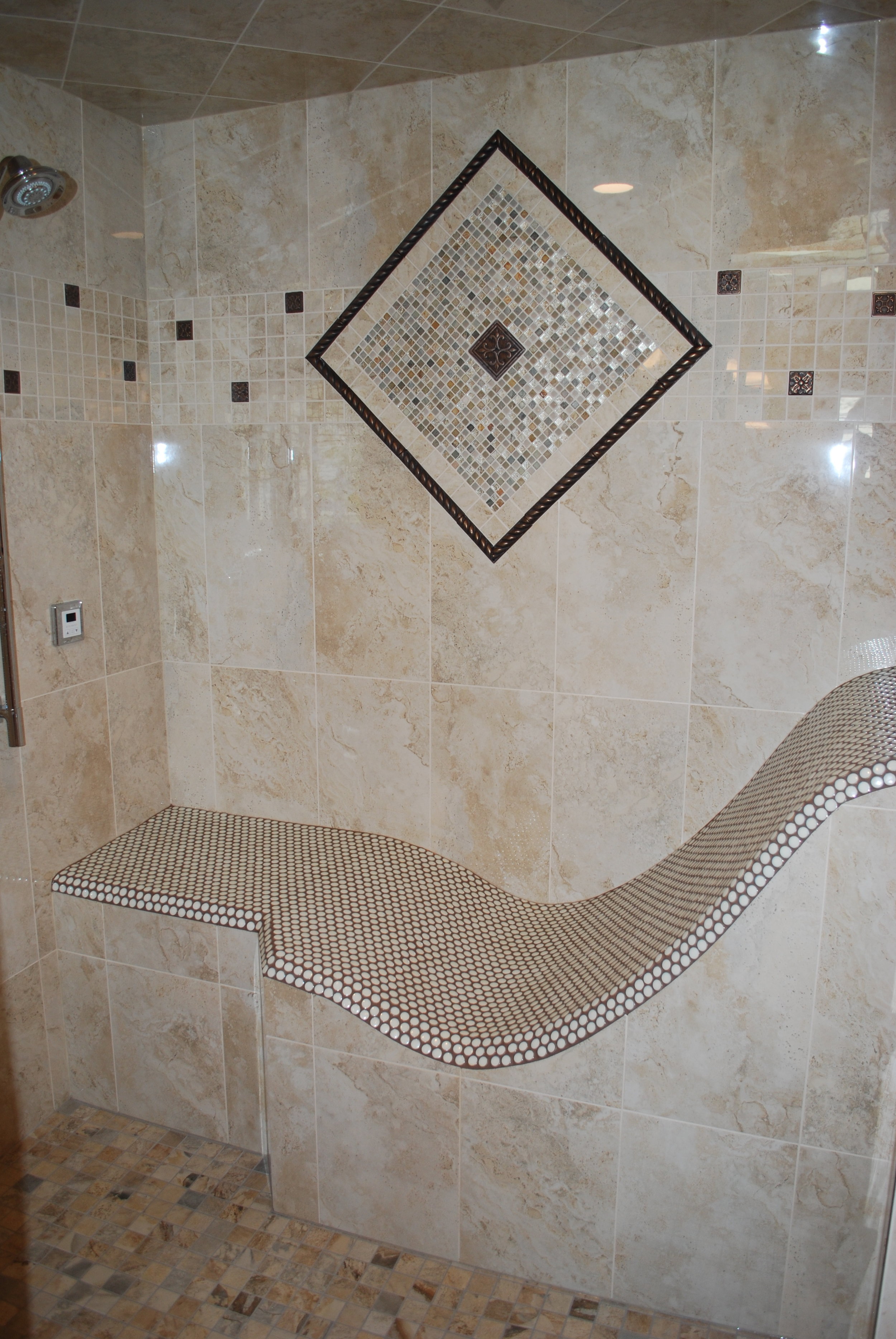 STEAM SHOWER WITH BUILT IN RECLINING BENCH