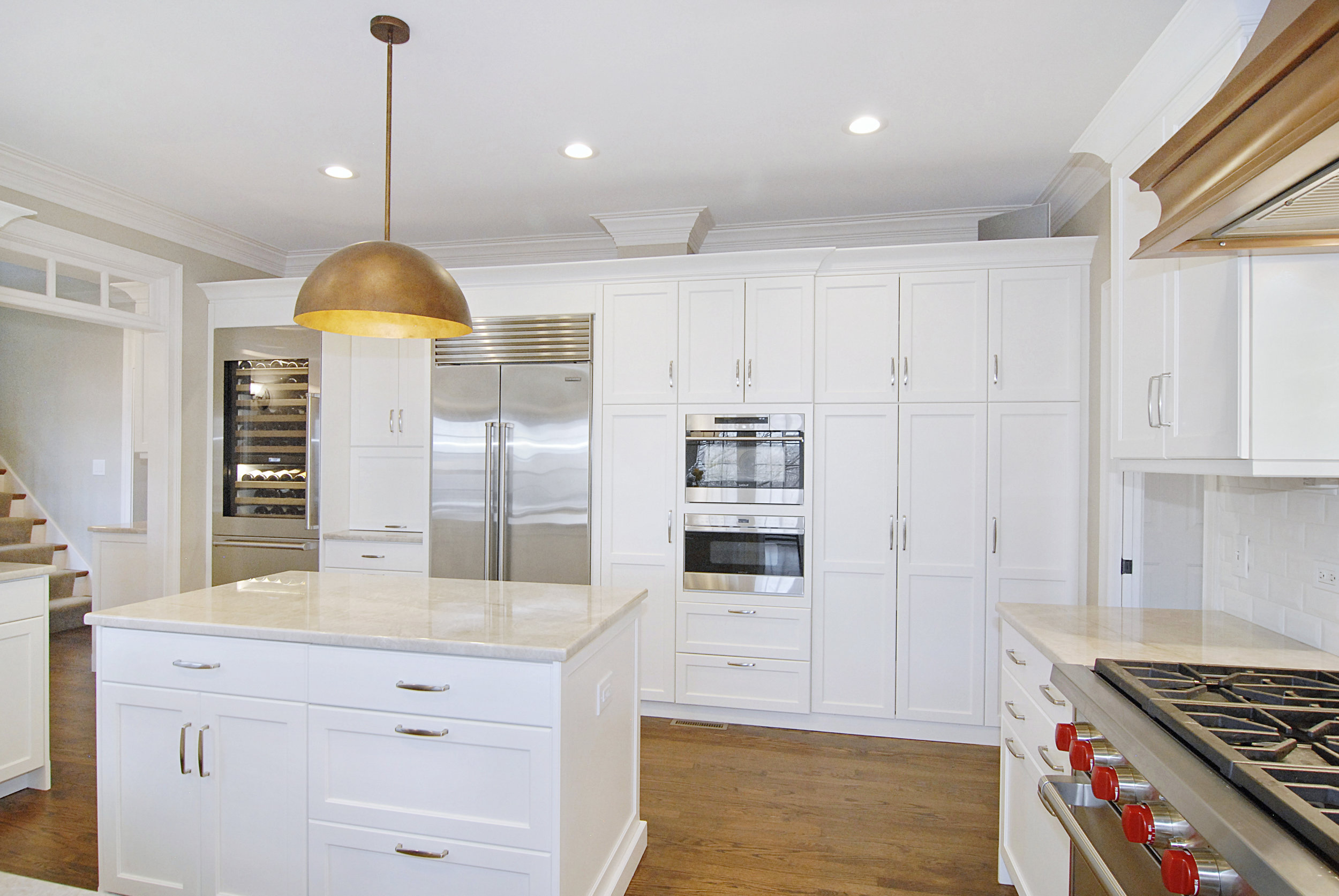 WOLF AND SUBZERO KITCHEN WITH WHITE CABINETRY 
