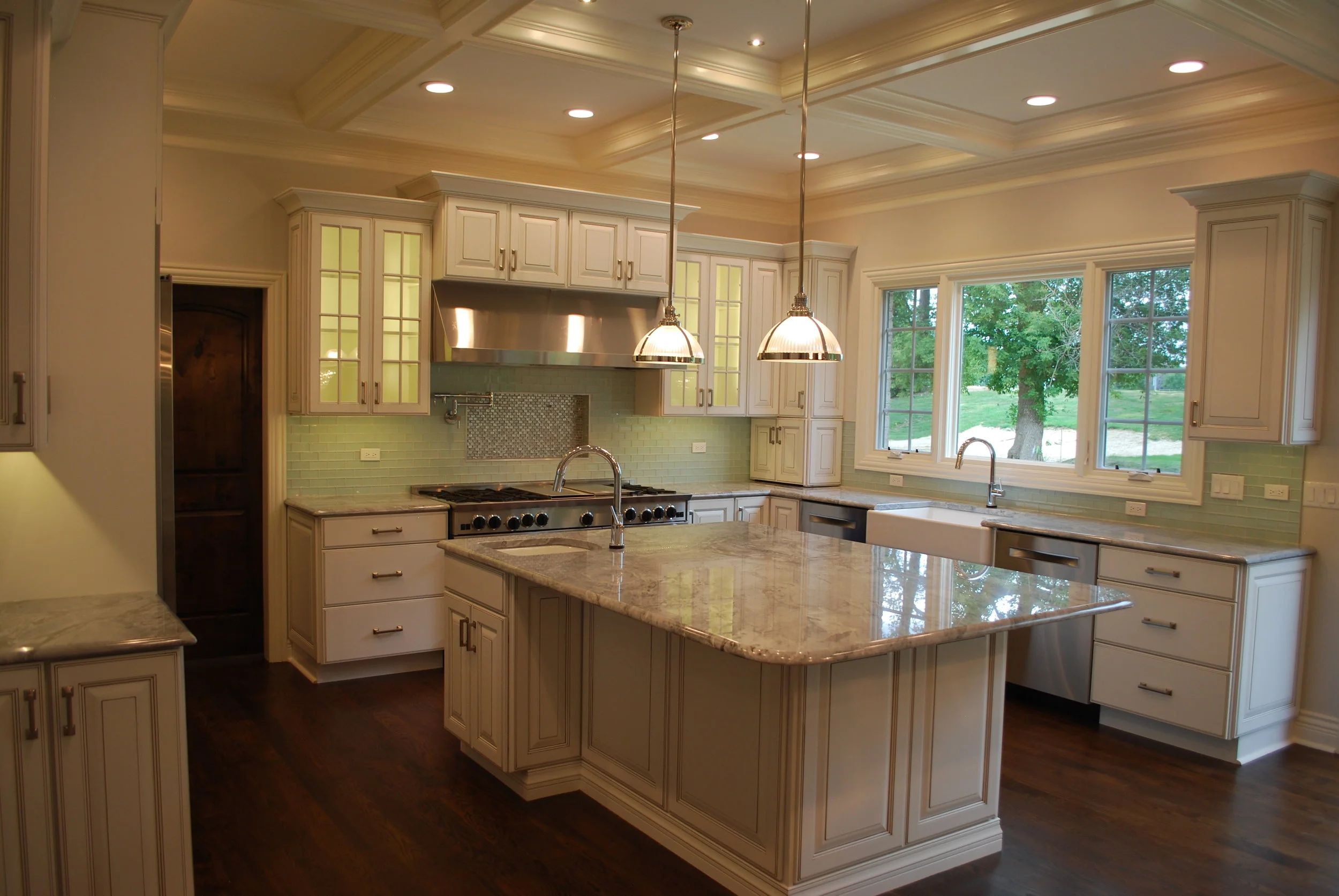 White Kitchen with Super White Granite in Naperville IL. Kitchen Updating 