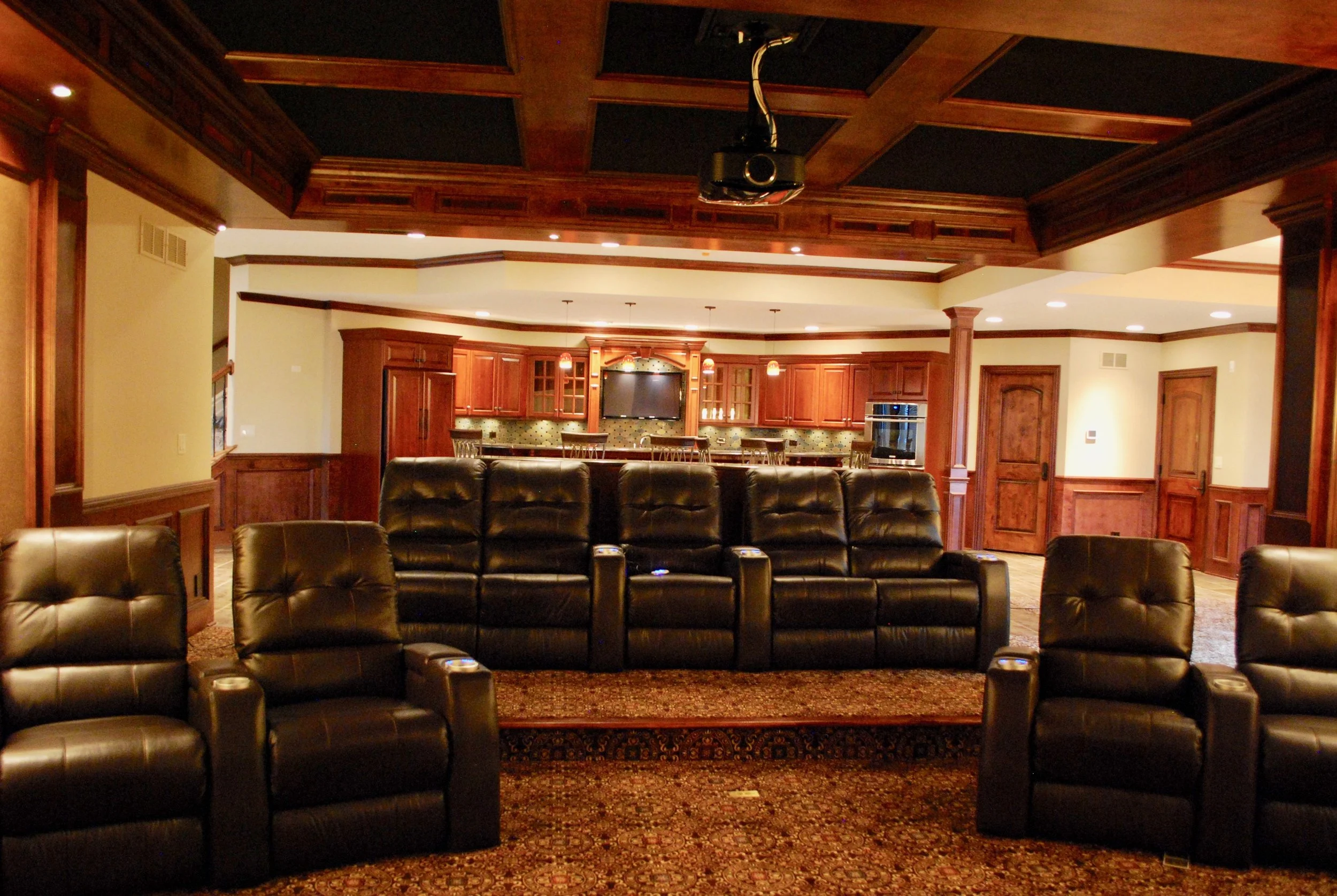Naperville Custom Open Basement Theater &amp; Full Kitchen