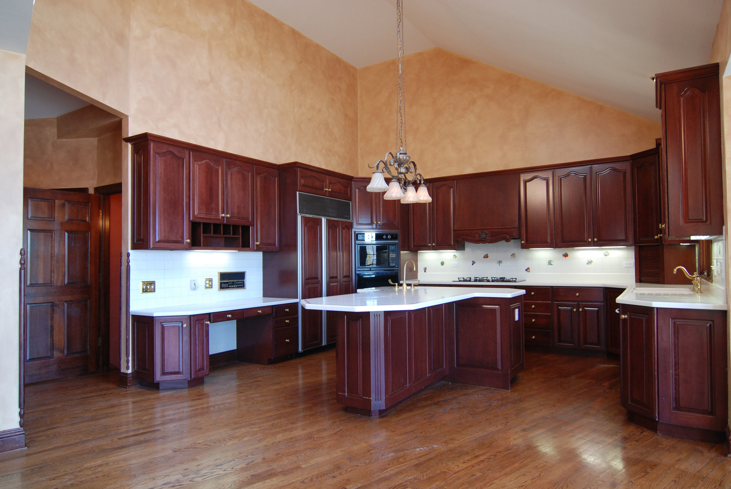 OUTDATED NAPERVILLE IL KITCHEN IN DARK CHERRY 