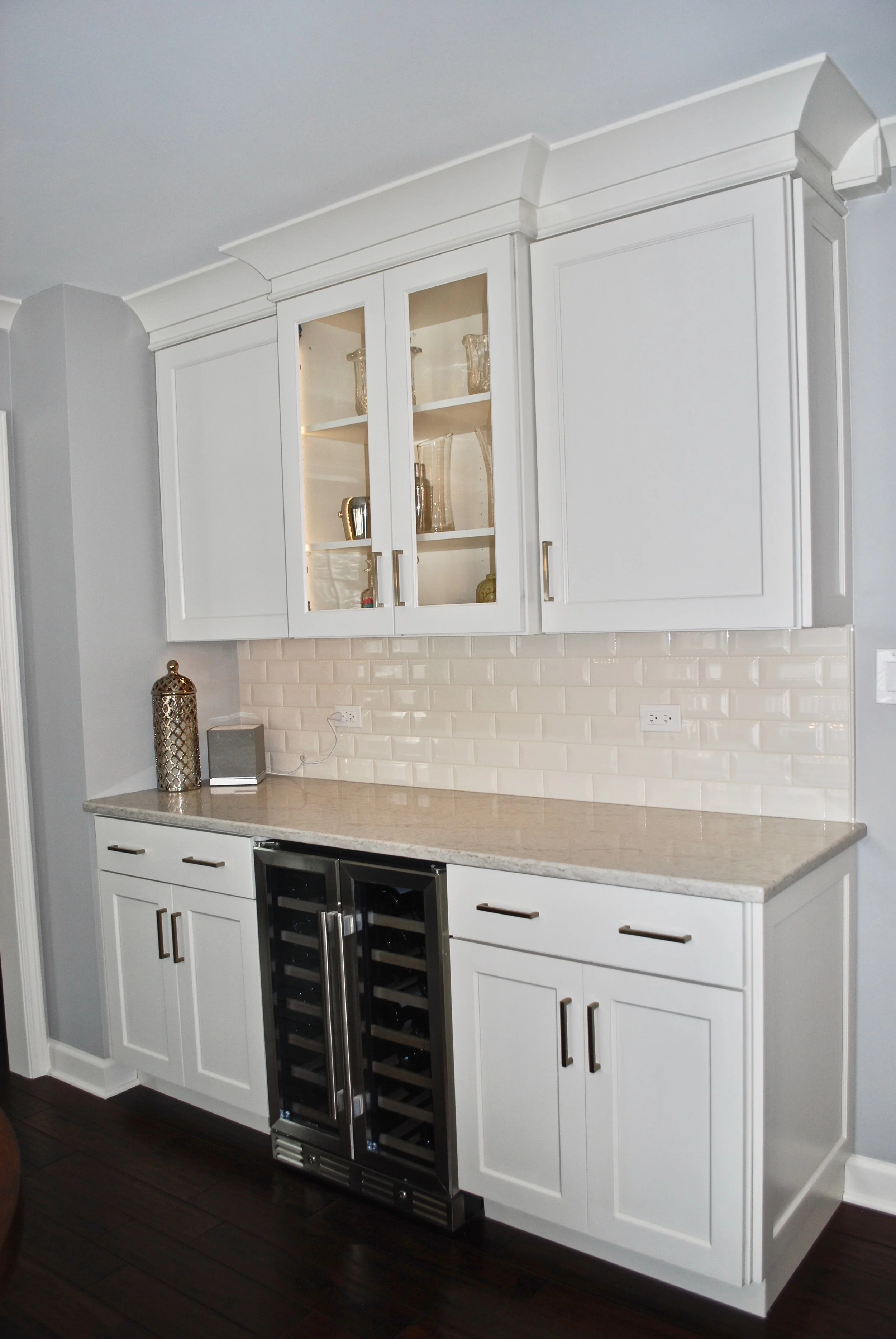 WINE BAR WITH DOUBLE DOOR WINE FRIDGE- IN NAPERVILLE KITCHEN REMODEL 