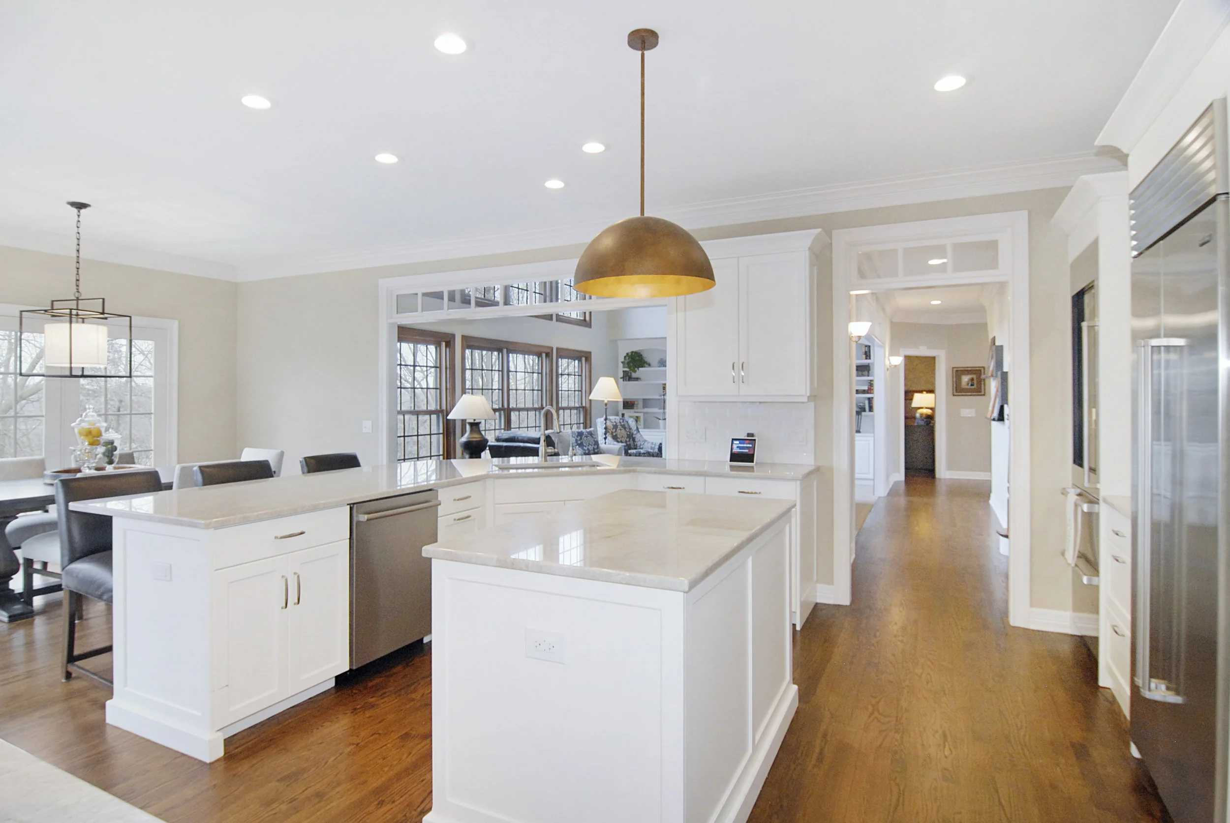 NAPERVILLE KITCHEN REMODEL WITH WHITE CABINETS &amp; COPPER HOOD 