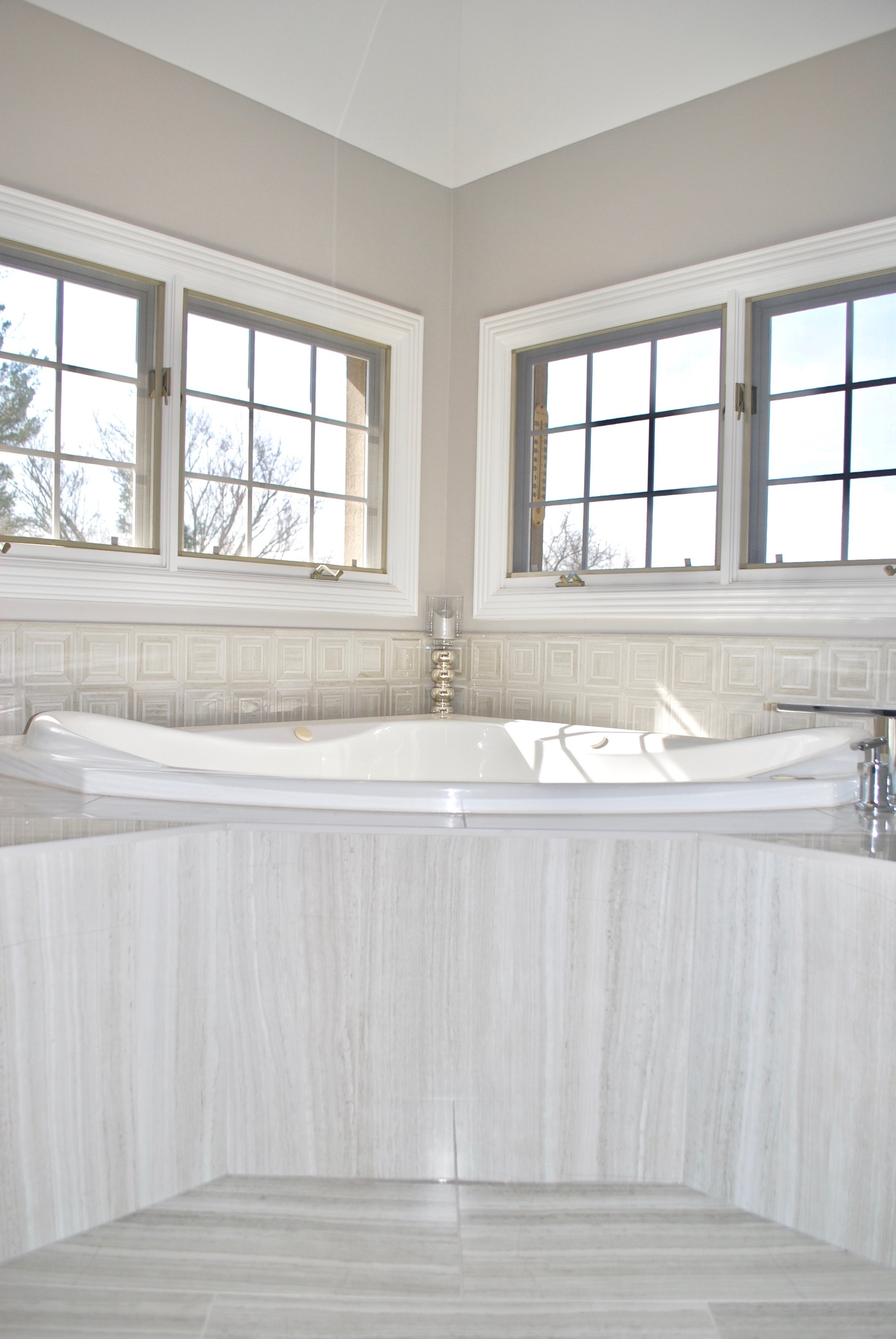 REMODELED TUB DECK IN NAPERVILLE IL. TRANSITIONAL BATHROOM REMODELING DESIGN 