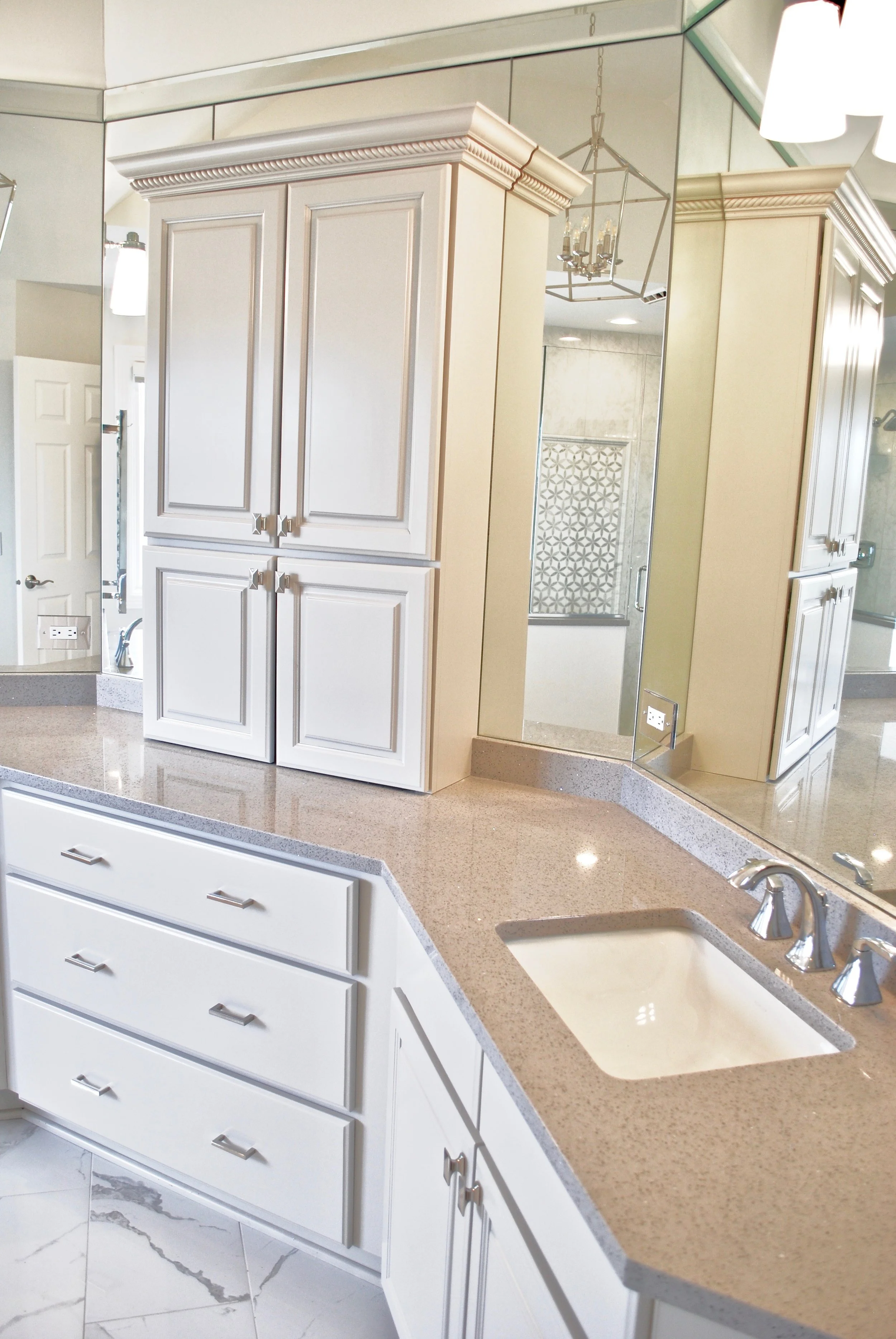 Cabinet Painting &amp; Refinishing in Naperville IL. Looking to Paint Existing Cabinets or Remodel Your Bathroom to Replace Old Shower &amp; Oversized Tub Deck. Located in Geneva IL.