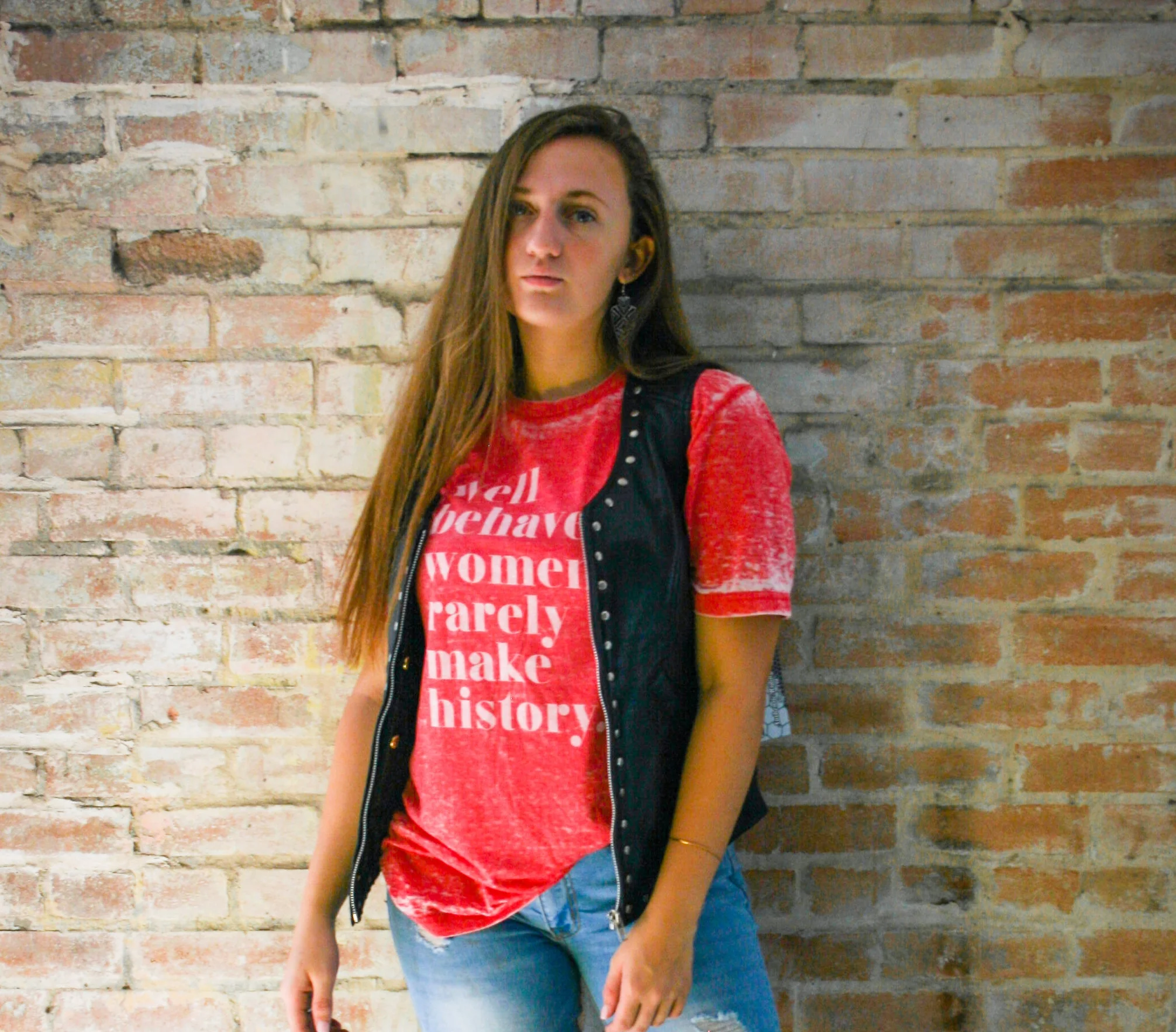 Leather with Eyelets Lace Sides XS-5X Well behaved women rarely make history T Small - Large
