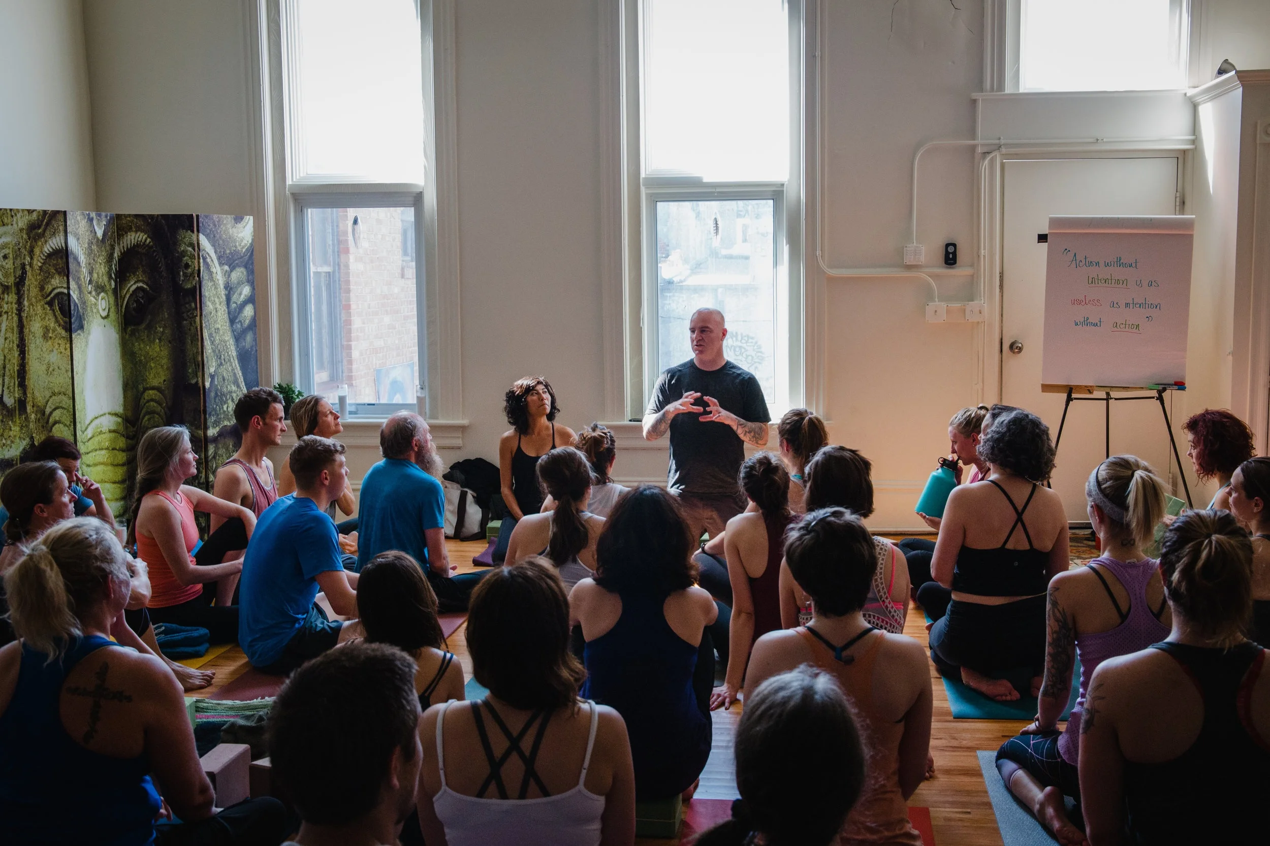 Kevin captivates the yoga class