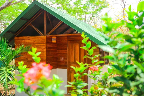 PACKAGE 3 - TUITION & PRIVATE CABINA (UPGRADE) Enjoy a restorative sleep in one of our warm, welcoming nature cabina with screen opened-air on our gorgeous natural property. Interior well decorated with reforested teak wood and simple furniture. Facilities include ceiling fan, safe, open-air closet, Wi-Fi & beautiful outdoor stone showers, sinks, and community washroom facility. Shower towels are provided $2015/person