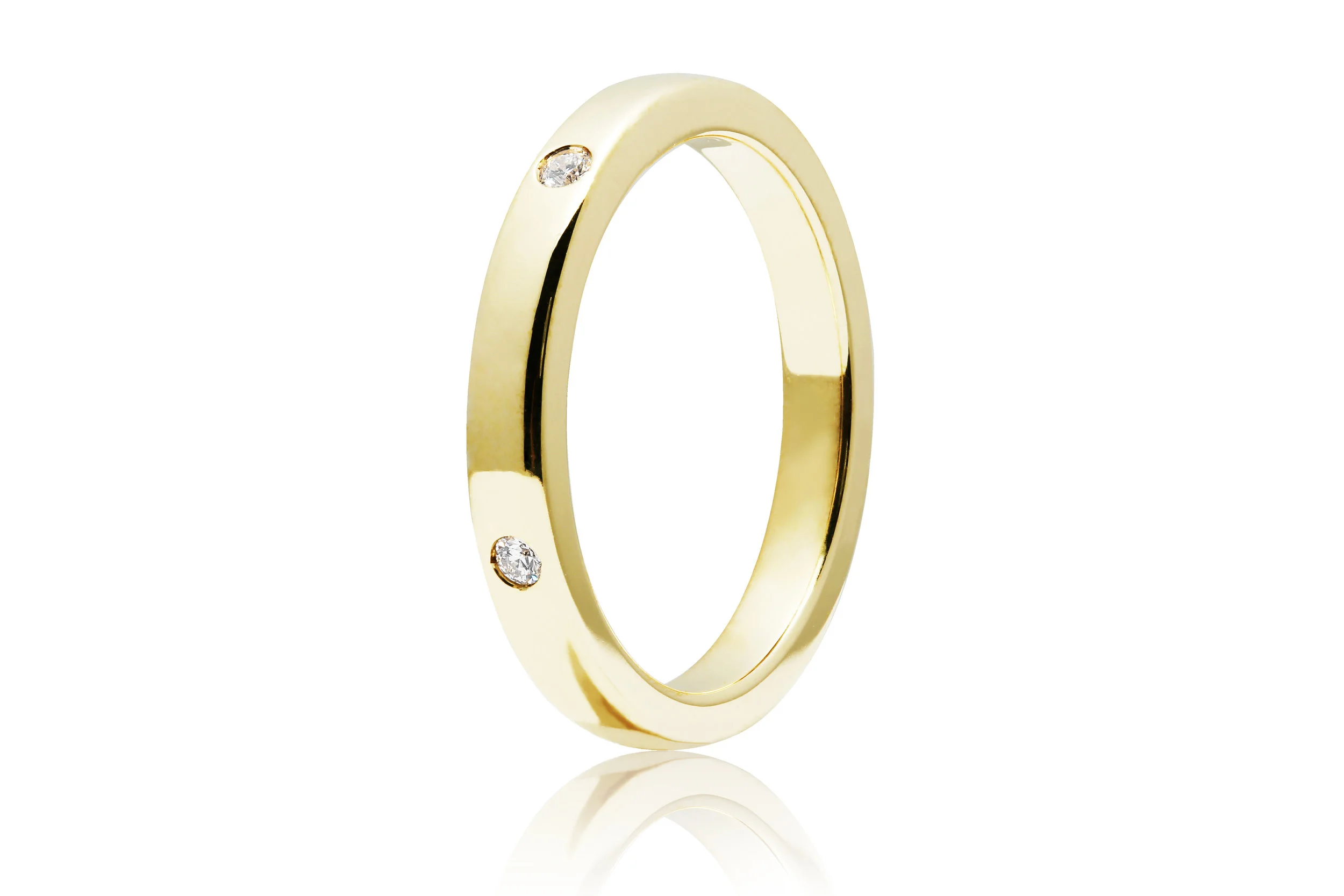DIAMOND BAND | 10 karat yellow gold band with five natural hearts and arrow diamonds
