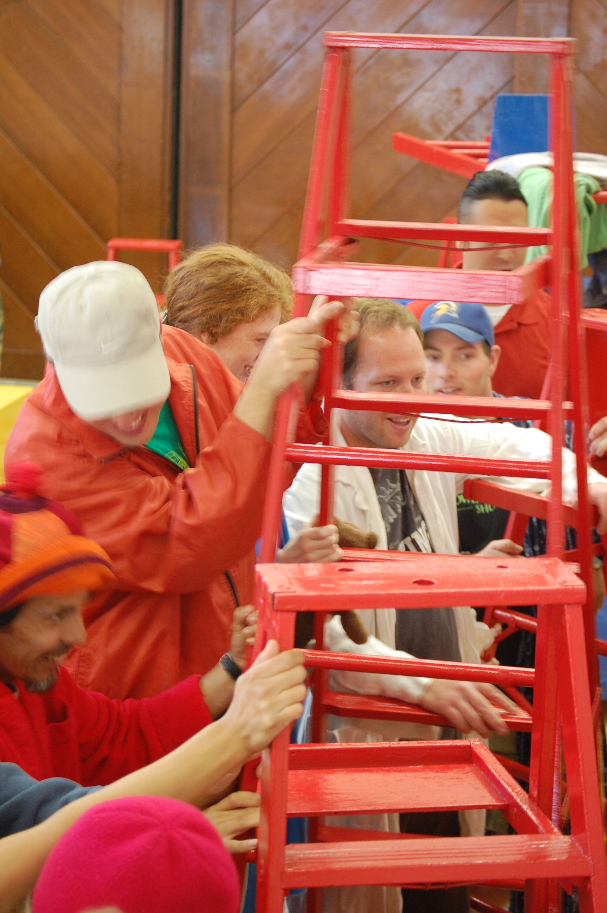 Students behind red ladders.JPG