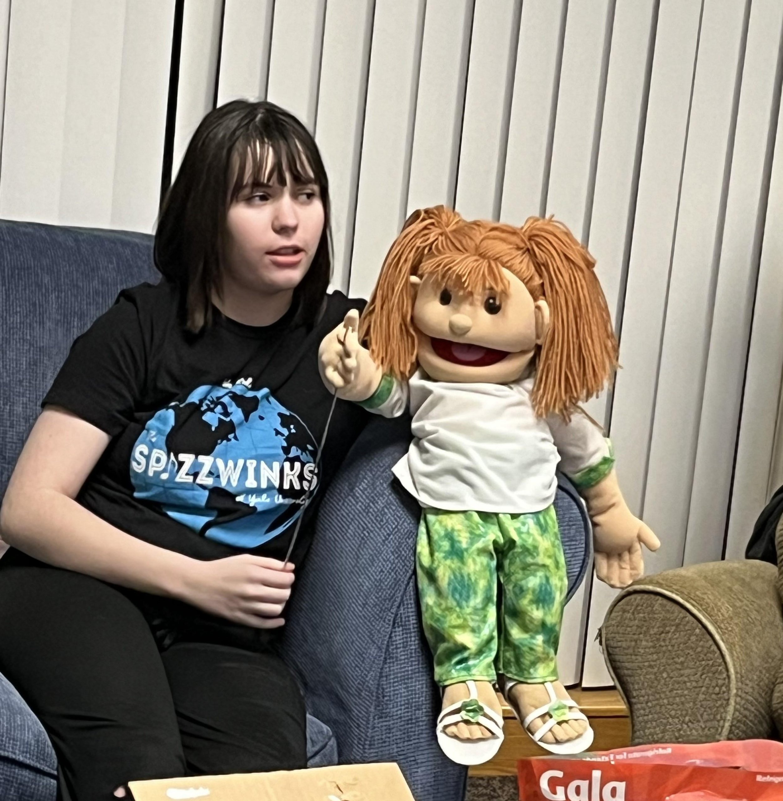 Nellie with Cool Girl puppet.JPG