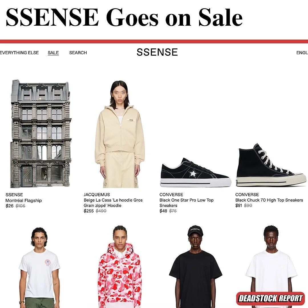 SSENSE SALE SSENSE SALE: Following the hardest news to hit trust fund apartment-dwellers and debt-riddled fashionphiles in years, it appears SSENSE bankruptcy protection hasn&rsquo;t hit soon enough, as their primary lender has gone ahead with the sa
