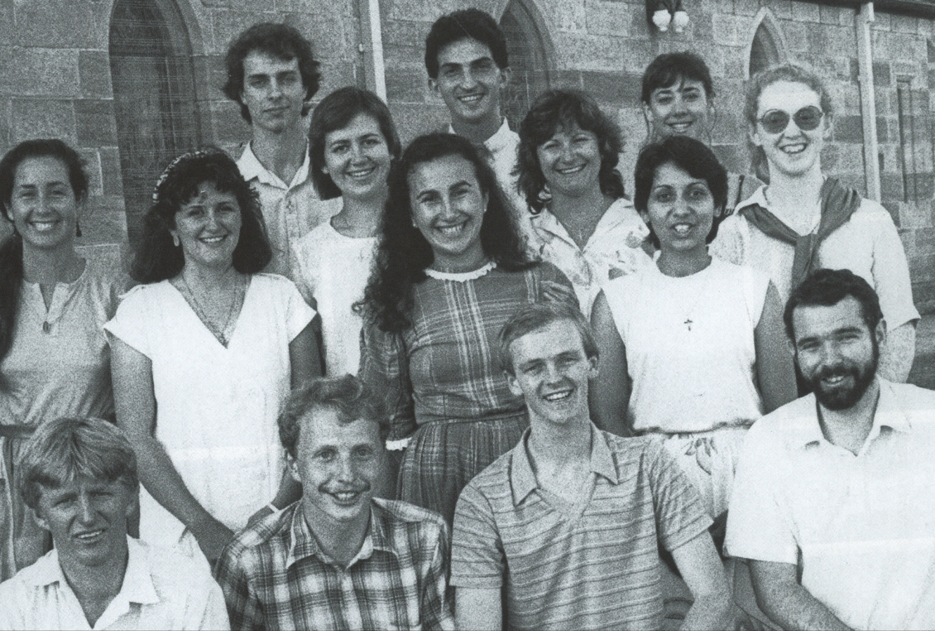 Back Row: Francis Kelly, Kelvin Simon (Team Leader), Catherine Proctor Middle Row: Maree Ataya nee Lawsen, Jane Von Perger nee Dozzi, Bernadette Bishop, Juliana Nero, Michelle Keating nee Borg, Michelle Cruz nee McCrae, Jane Landon Front Row: Fr Doug Harris, Ralph Frank, Greg Daniels, Peter McGregor 