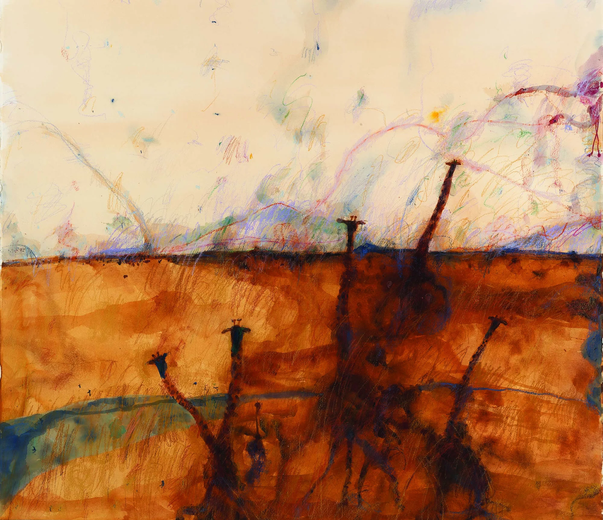 Giraffes Approaching John Olsen Limited Edition Print