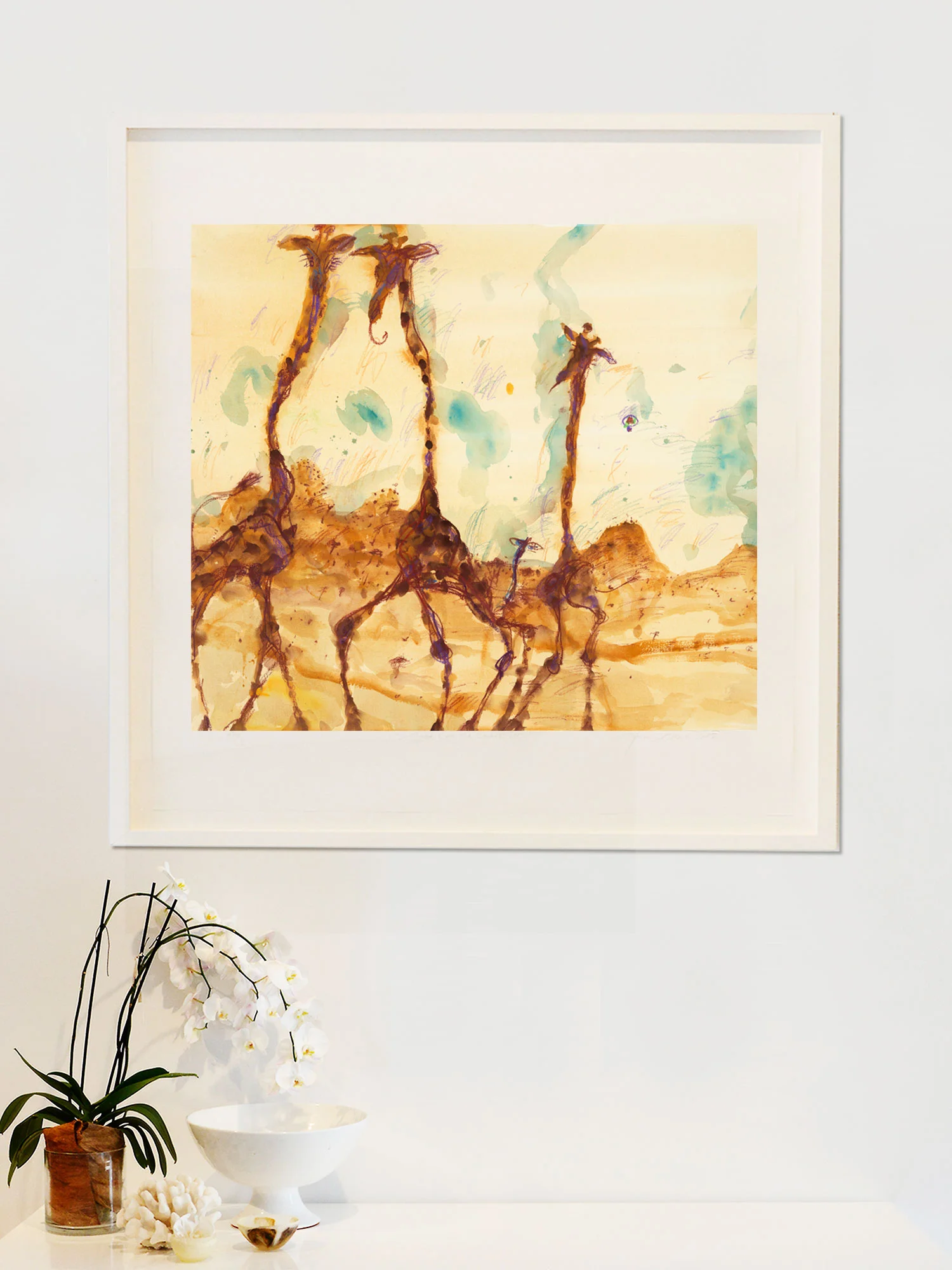 Giraffes at Mt Kenya John Olsen Limited Edition Print