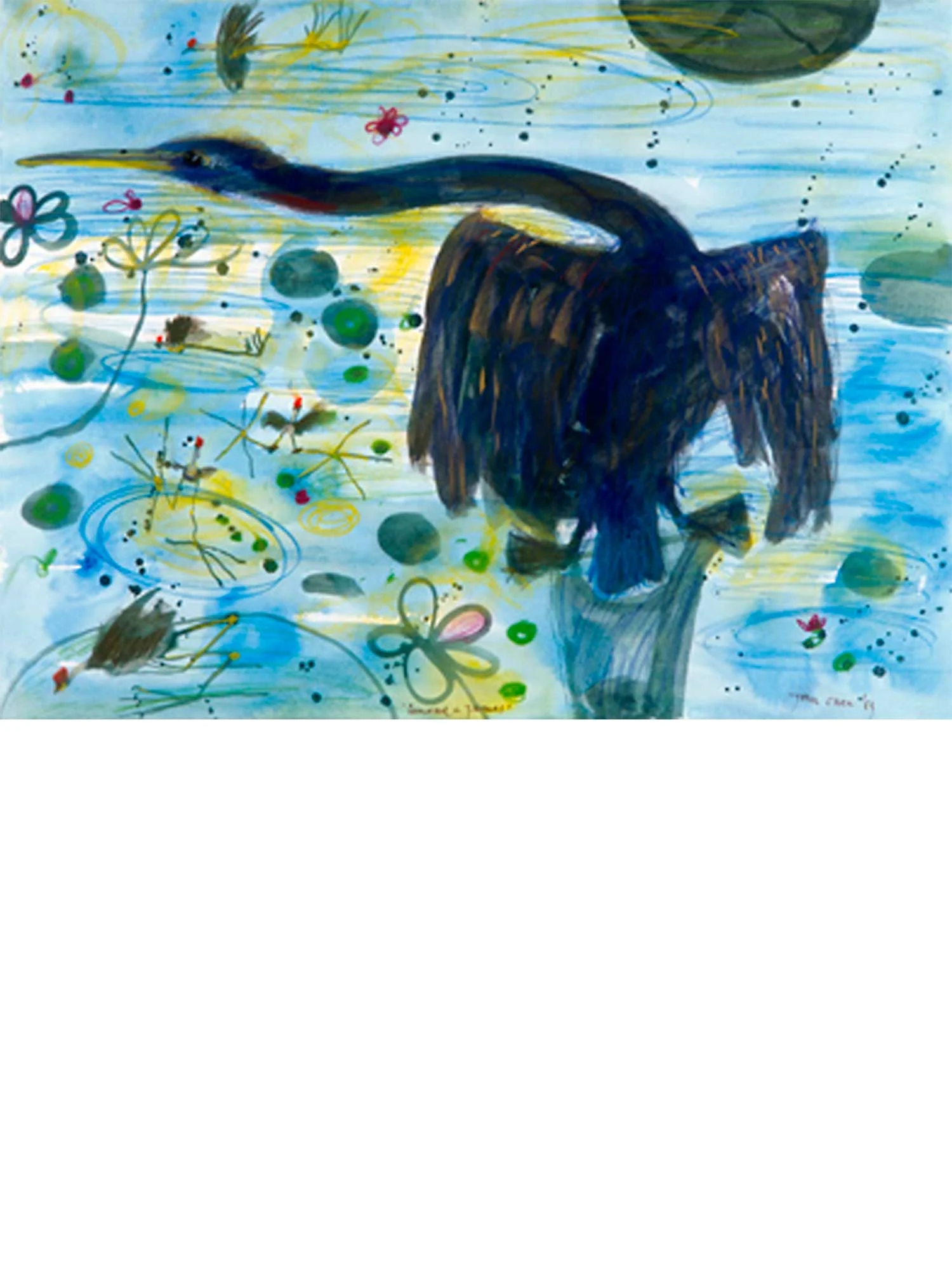 Cormorant and Jacanas, 1983 by John Olsen