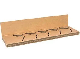 A photo of BMW's corrugated cardboard wheel carrier showing multiple layers and cut outs. Printer West Perth.