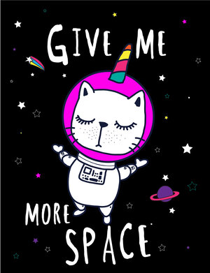 A cartoon of a cat in space