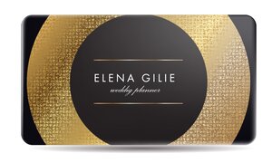 A gold foil business card