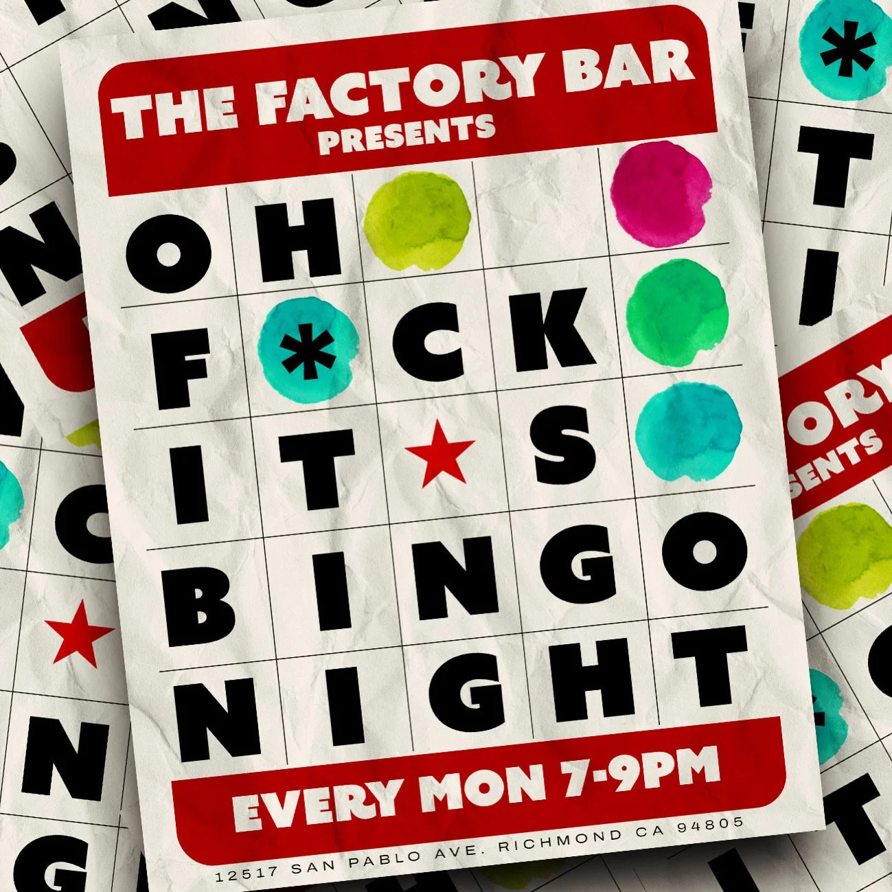 Oh F*ck it's BINGO night at the Factory Bar
