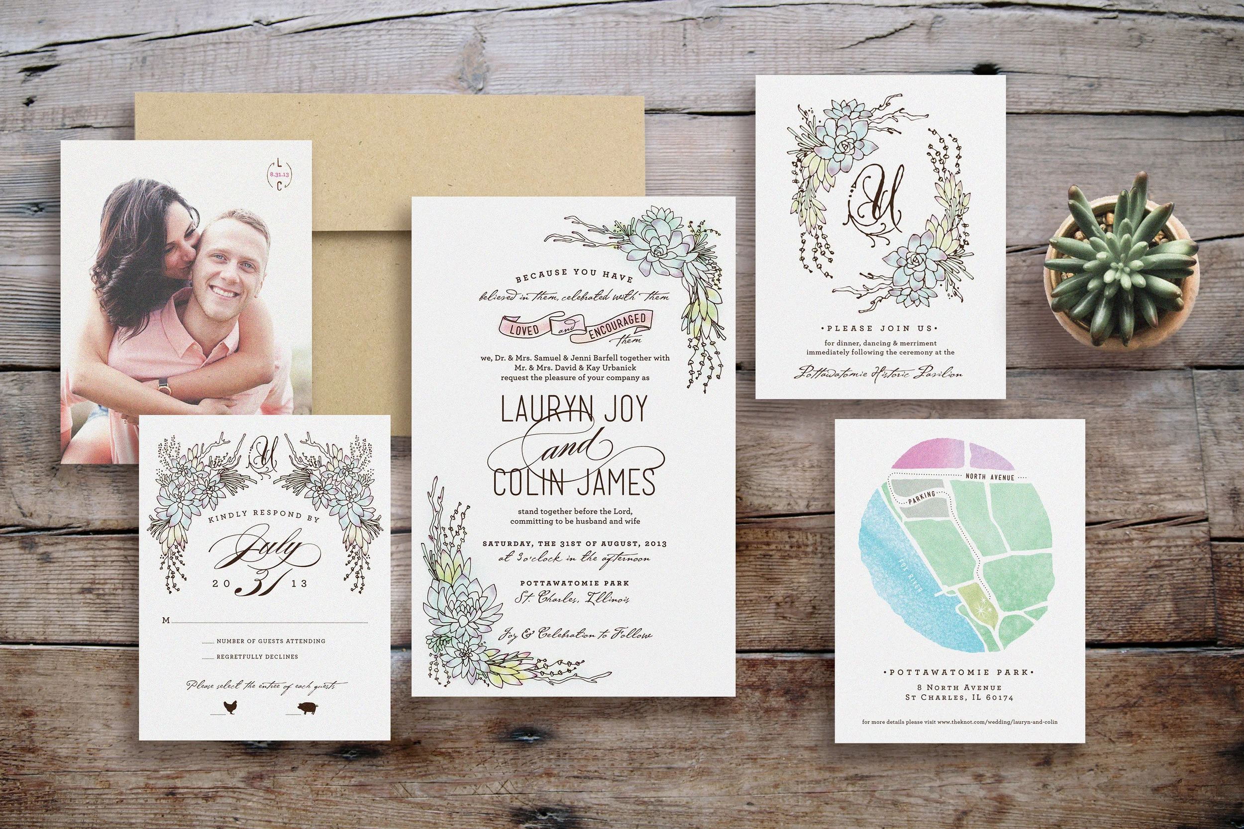  Invitation design for a couple's happy day. The materials include an invitation, RSVP, details, and welcome card, as well as &nbsp;a watercolor map of the venue. For the day of the event the wedding program was made into a hand-held fan to use durin