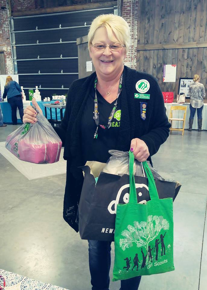 Girl Scout Troop Leader donating products