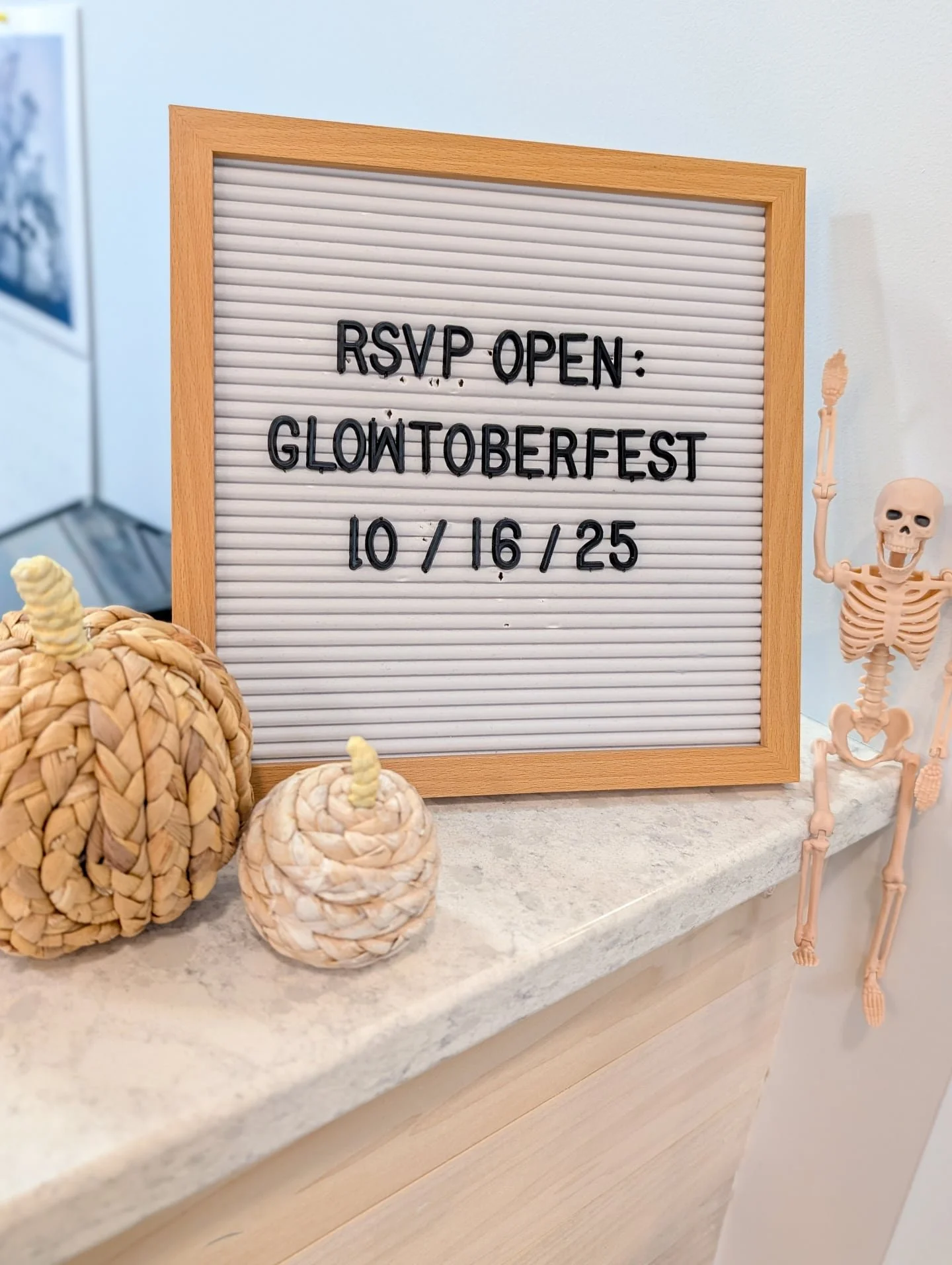 Our skeleton crew is back! 💀 Have you RSVP'd for G L O W T O B E R F E S T ? 🍂✨ Spots are almost full&mdash;don't miss out!