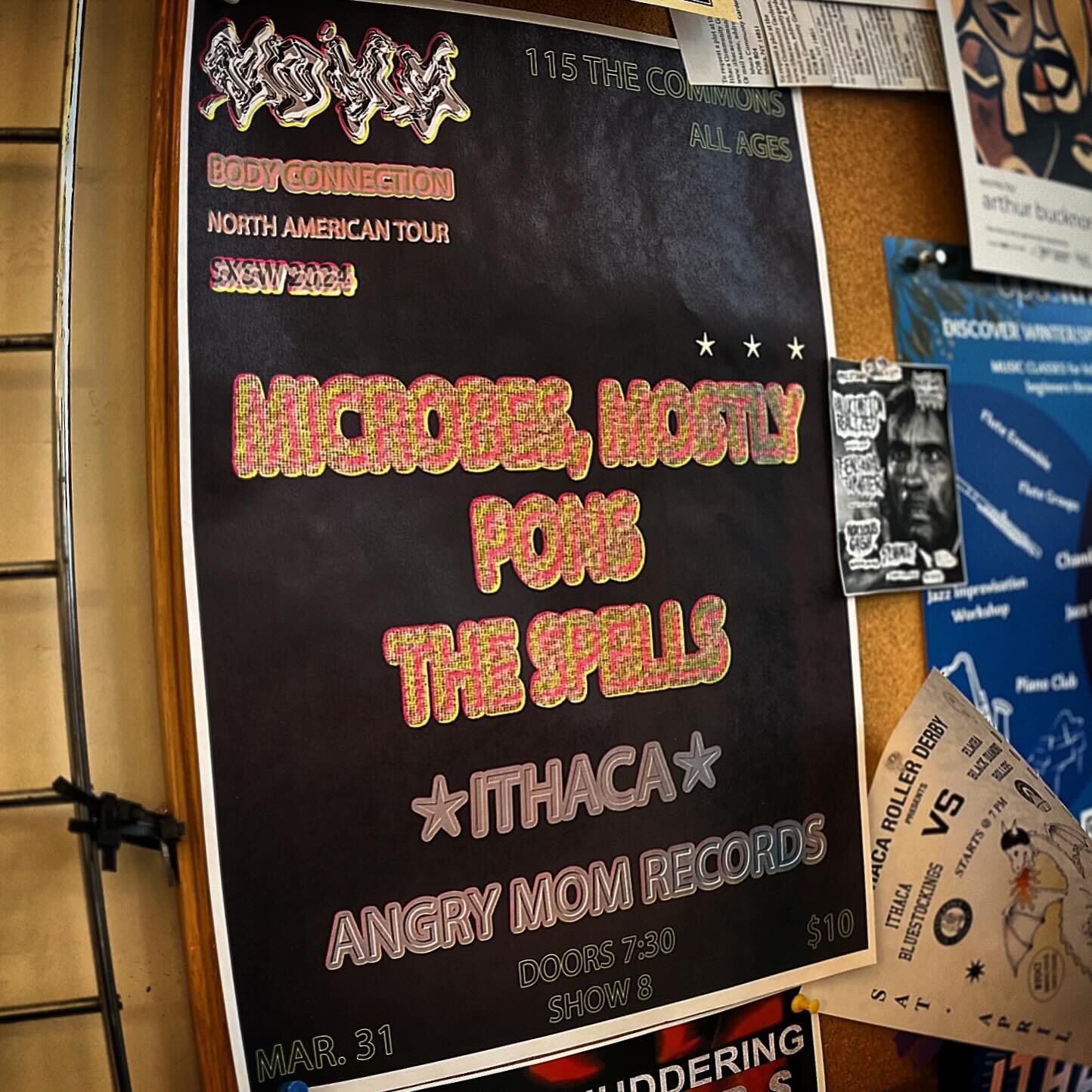 Tomorrow Noight at the shop. The Spells(Ithaca) / Pons(NYC) / Microbes, Mostly(Ithaca) w/ visuals by Skeleton Hands. All Ages Show / $10 / Doors at 7:30 / Show at 8p. || #angrymomrecords #recordstore #localrecordstore #independentrecordstore #indie #