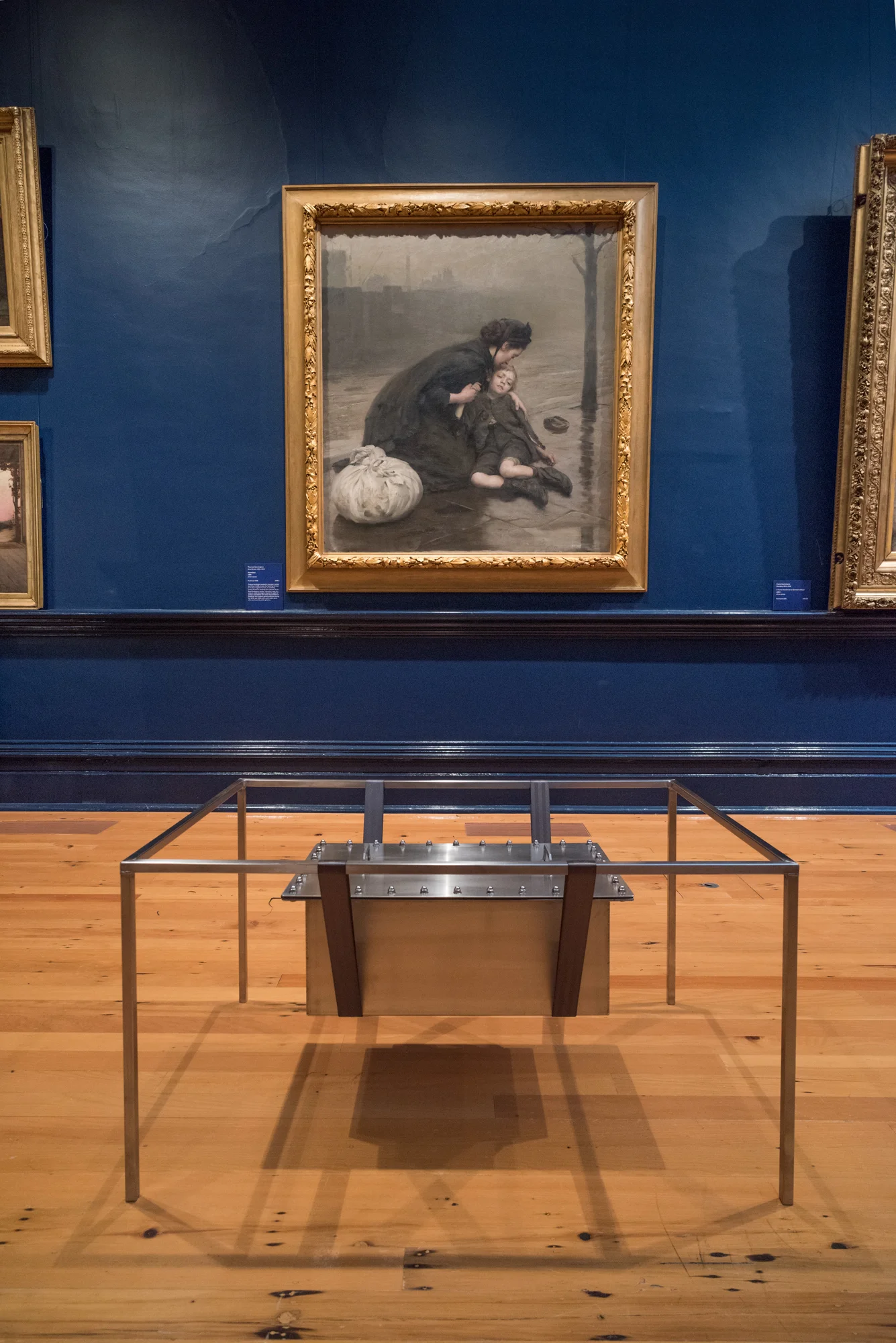 Letters to the Living (2018), installation view at Bendigo Art Gallery for New Histories. Photo: Ian Hill Painting above: Thomas Kennington, Homeless, 1890, oil on canvas, Collection of Bendigo Art Gallery, Purchased 1906