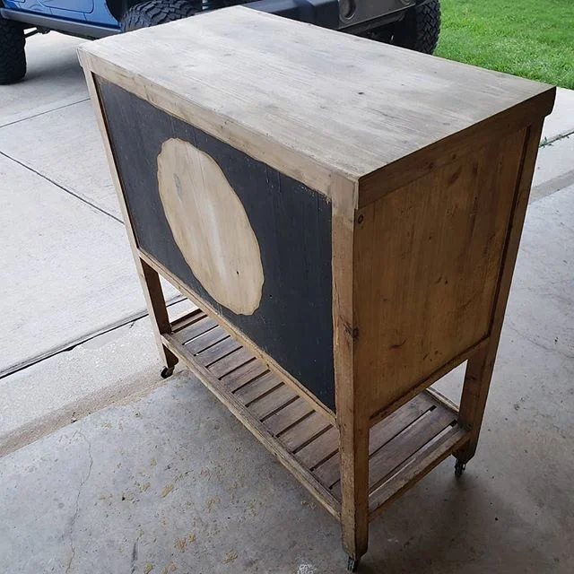 Here we have a retired old host stand from a local restaurant subjected to the dump that would be given a second chance at life as a chic bar cart. Do you have an old, worn out piece sitting around in need of revival? 🍺🔨 #beerandpowertools
