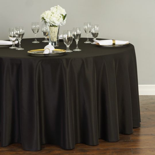 Black Round Polyester Linen Box K Events, Round Black Table Cloths