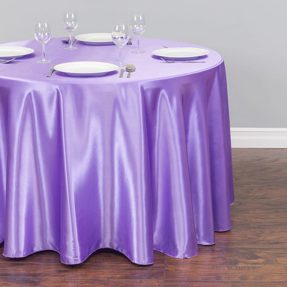 LinenTablecloth 118 in Round Satin Tablecloth Lavender
