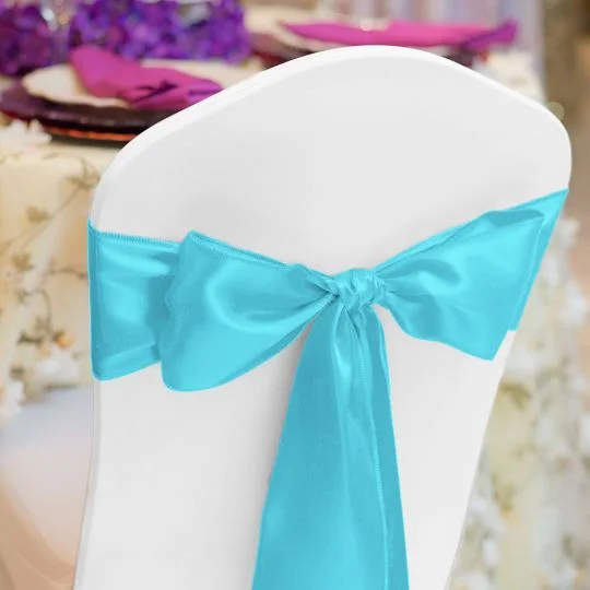 Turquoise Satin Chair Sash