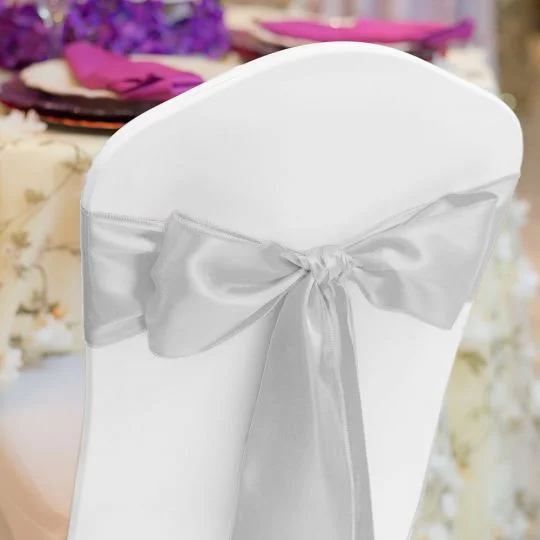 Silver Satin Chair Sash
