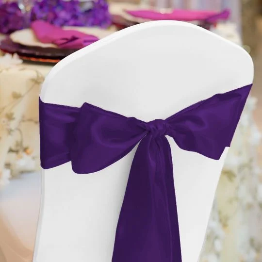 Purple Satin Chair Sash