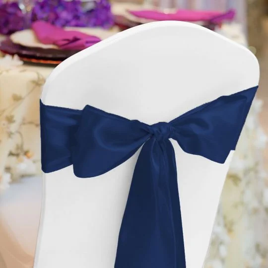 Navy Blue Satin Chair Sash