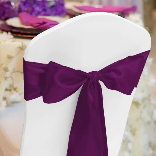 Eggplant Satin Chair Sash