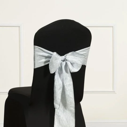 Silver Crinkle Taffeta Chair Sash