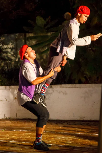 Main Picture: Truffaldino (Joshua Thaiday and Sydney Blankett). Picture credit: Geoff Lawrence .