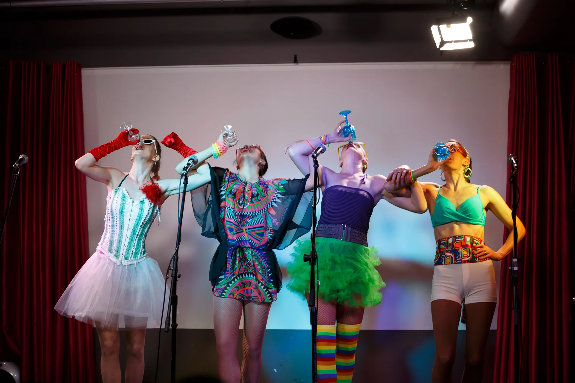 Pictured (L to R): Maureen Bowra, Natalie Renouf, Jenny Usher, and Anna Welch. Liquid Lunch Picture Credit : Geoff Lawrence, Creative Futures Photography .
