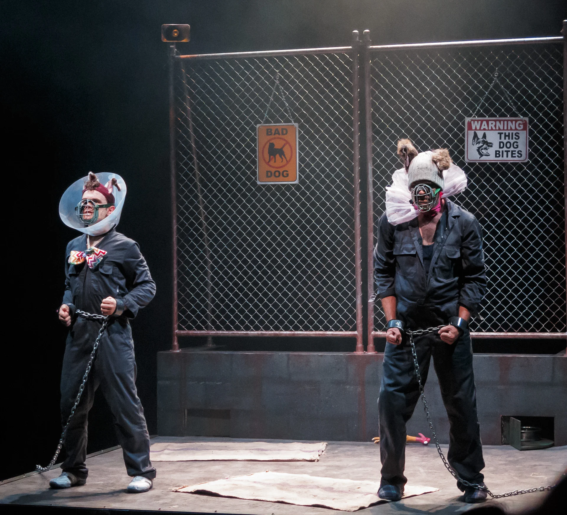Pictured (L to R) : Ron Kelly (Old Dog) and Tom Oliver (Young Dog) in chains. Picture credit: Creative Futures Photography.