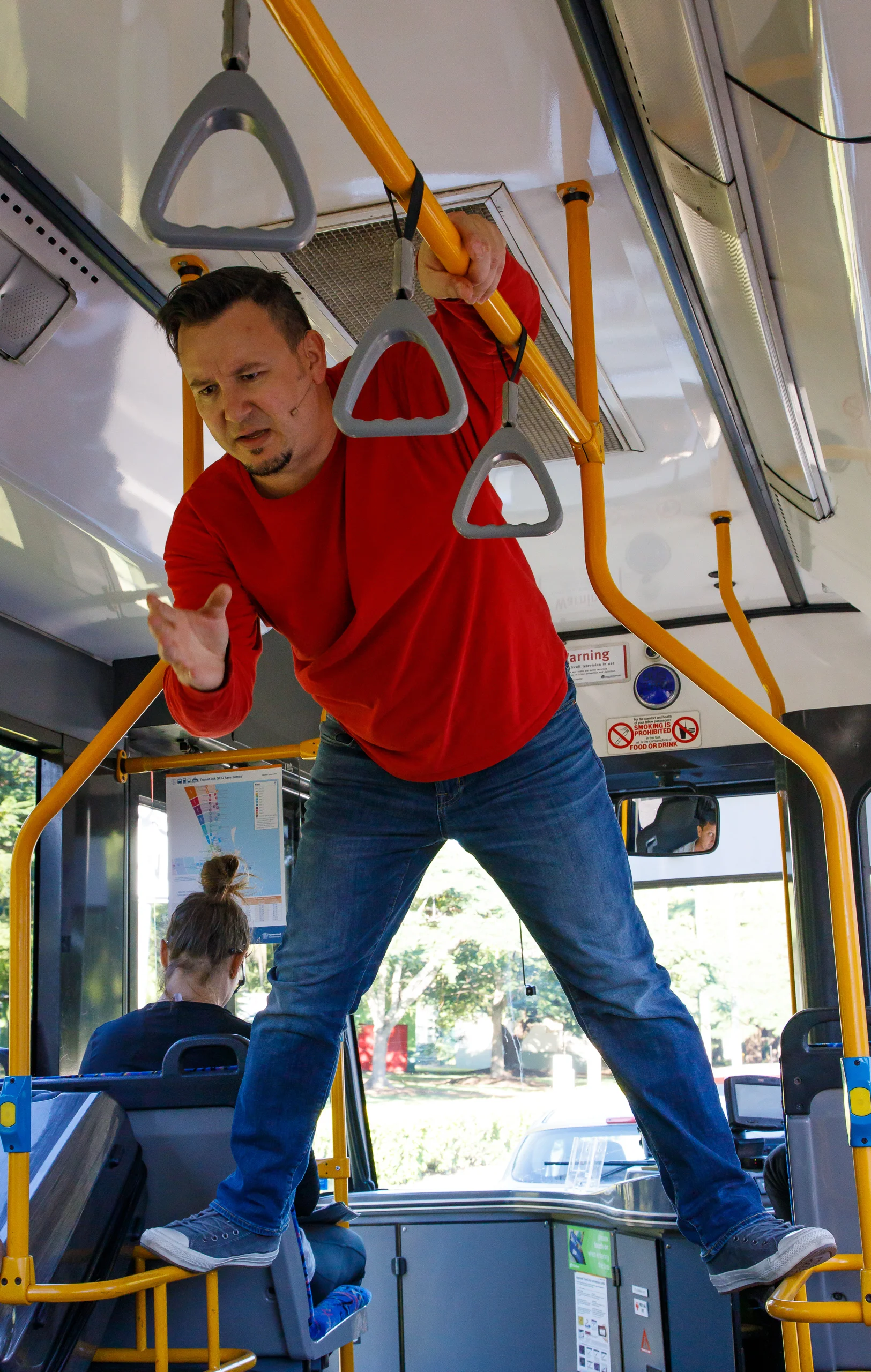 Pictured: Simon Douglas (Craig Lauzon) in Tales of an Urban Indian (City Bus) . Anywhere Festival, Brisbane, May 2019. Picture credit: Creative Futures Photography .