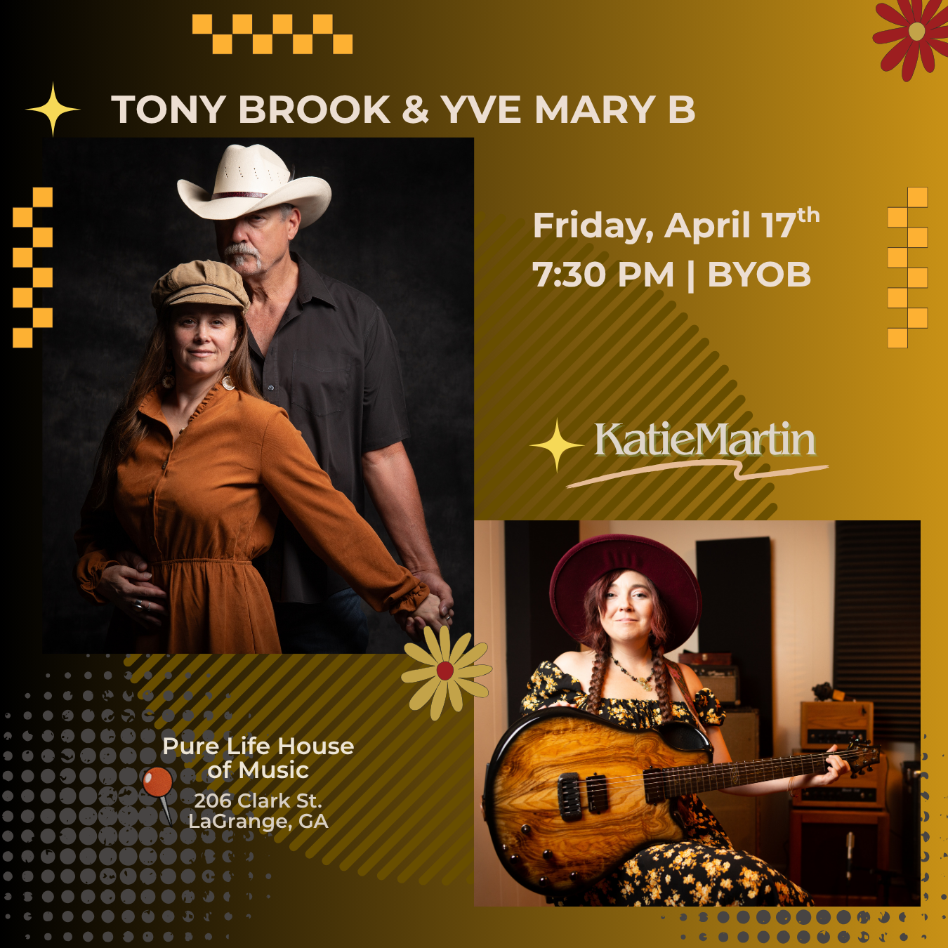 Tony Brook &amp; Yve Mary B. W/Special Guest Katie Martin Friday, June, 26th 7:30 PM BYOB