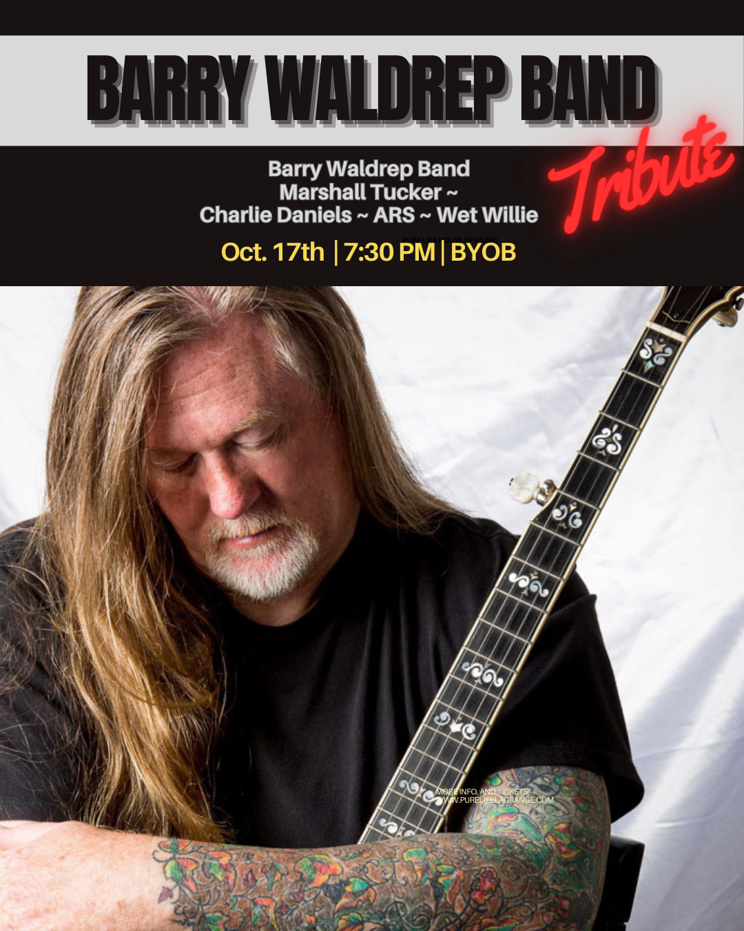 Marshall Tucker, Charlie Daniels, ARS, Wet Willie Tribute w/ Barry Waldrep Band Friday, Oct. 17th | 7:30 PM | BYOB